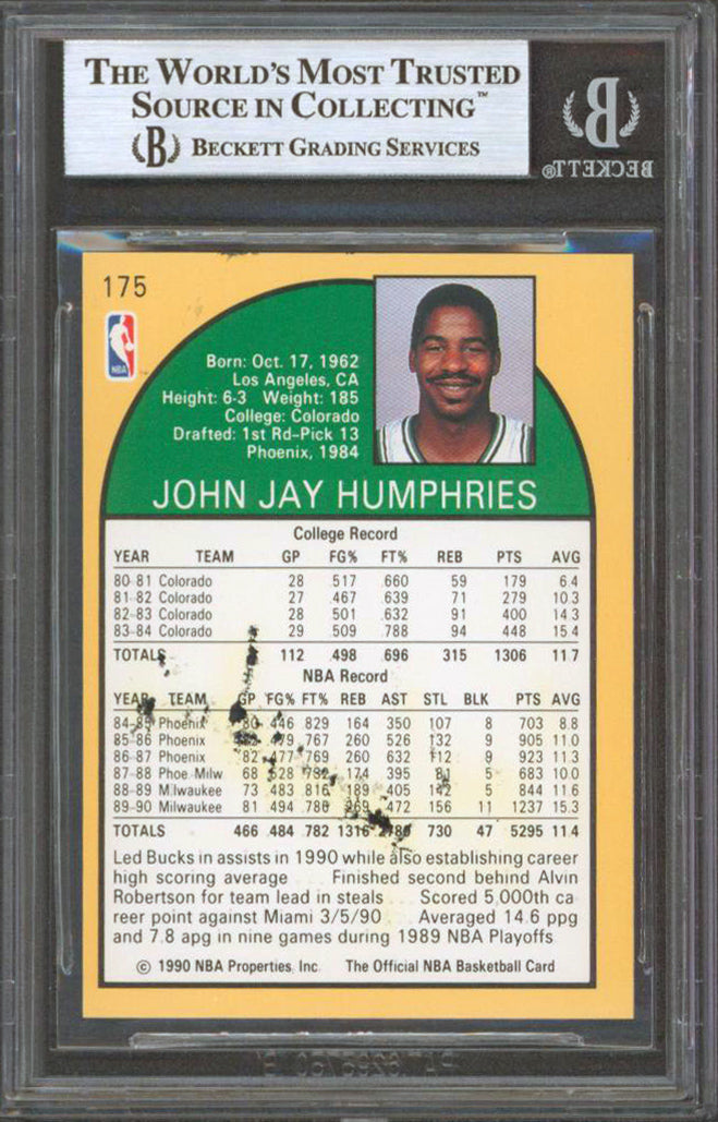 Bucks Jay Humphries Authentic Signed 1990 Hoops #175 Card BAS Slabbed