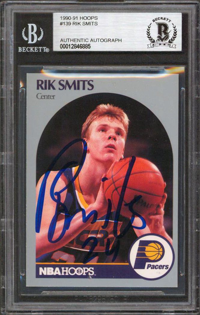 Pacers Rik Smits Authentic Signed 1990 Hoops #139 Card Autographed BAS Slabbed