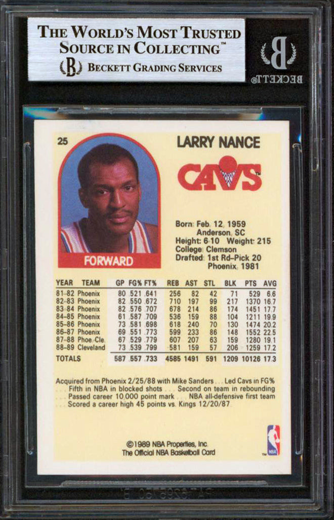 Cavaliers Larry Nance Authentic Signed 1989 Hoops #25 Card BAS Slabbed