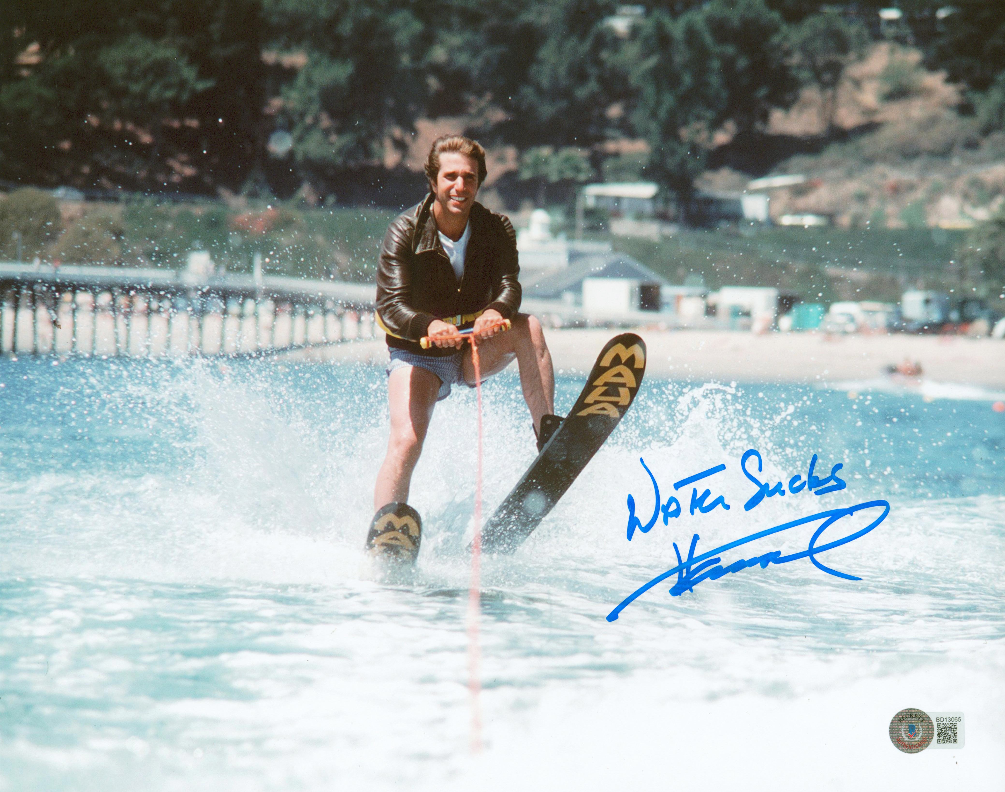 Henry Winkler Happy Days "Water Sucks" Authentic Signed 11x14 Photo BAS #BD13065