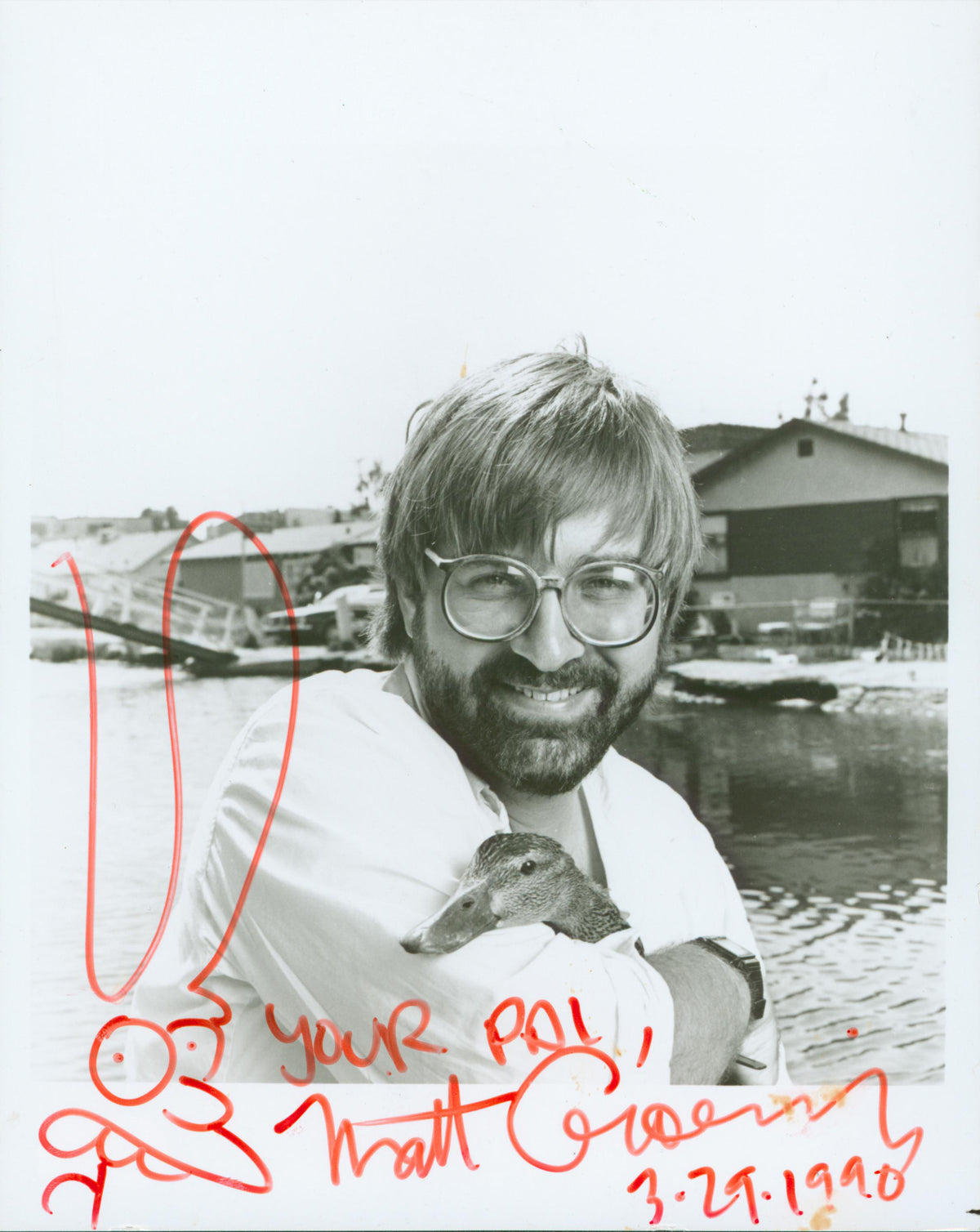 Matt Groening The Simpsons "Your Pal, 3.29.1990" Signed 8x10 Photo BAS #AB14361