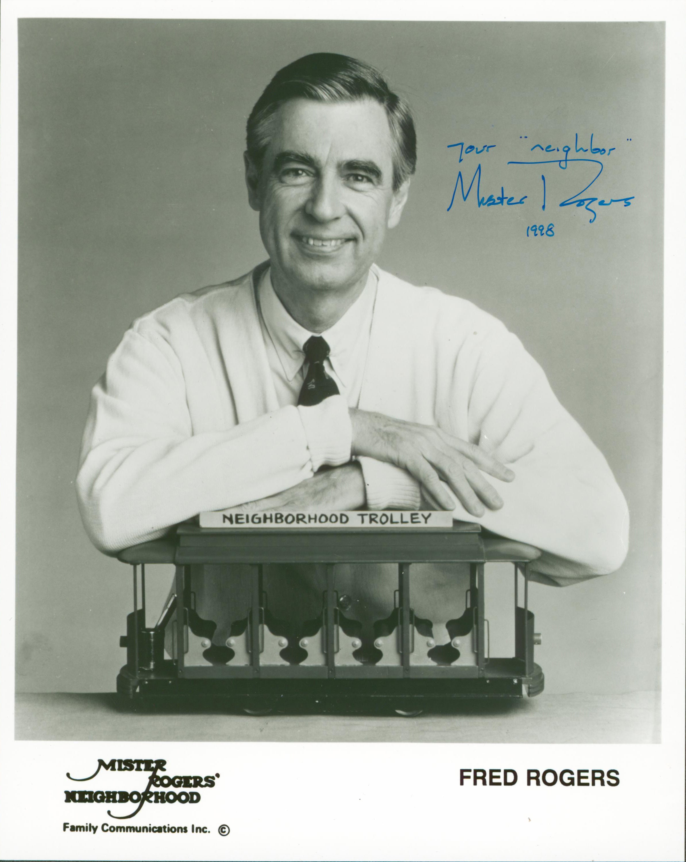 Fred Rogers "Your Neighbor" Authentic Signed 8x10 B&W Photo BAS #AB14245