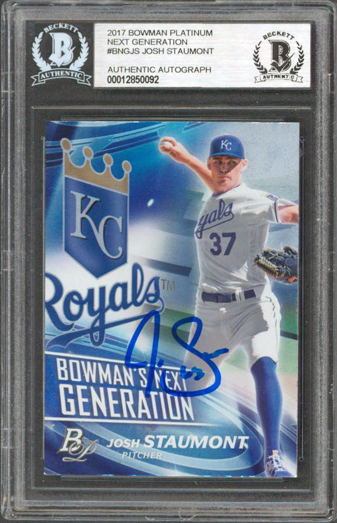 Josh Staumont Signed 2017 Bowman Platinum Next Gen #BNGJS Rookie Card BAS Slab