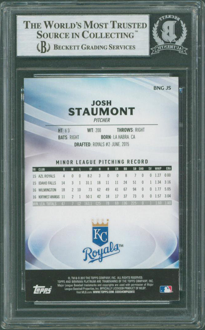Josh Staumont Signed 2017 Bowman Platinum Next Gen #BNGJS Rookie Card BAS Slab
