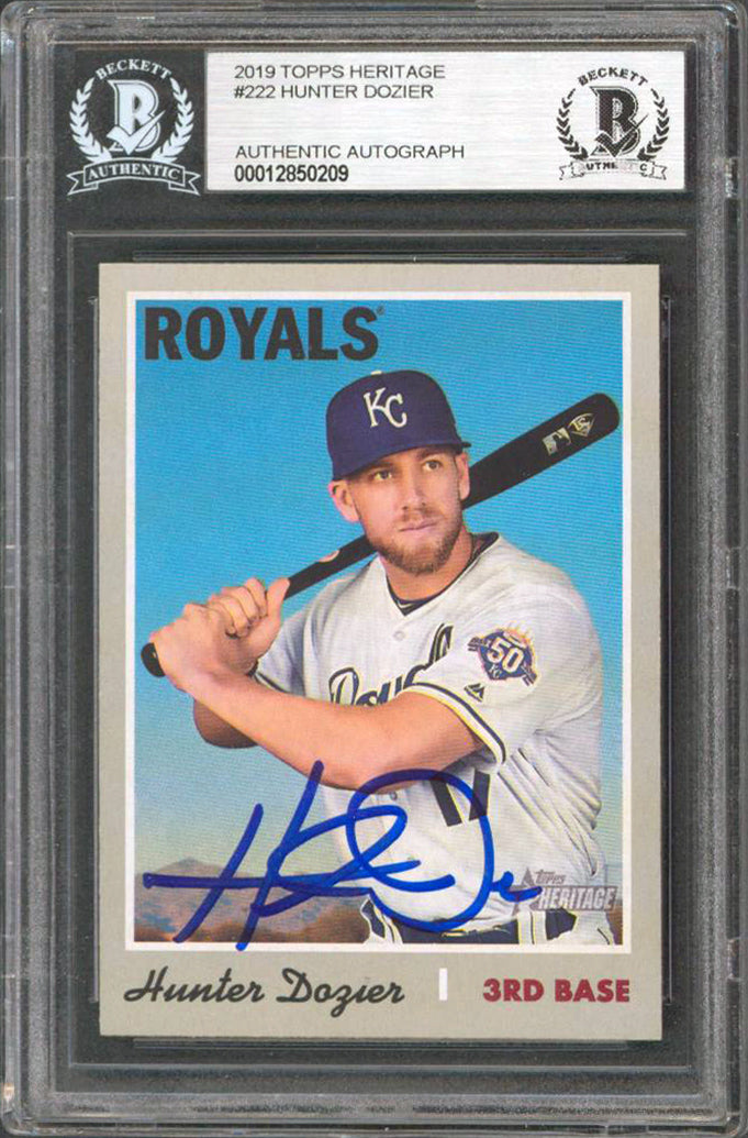Royals Hunter Dozier Signed 2019 Topps Heritage #222 Rookie Card BAS Slabbed