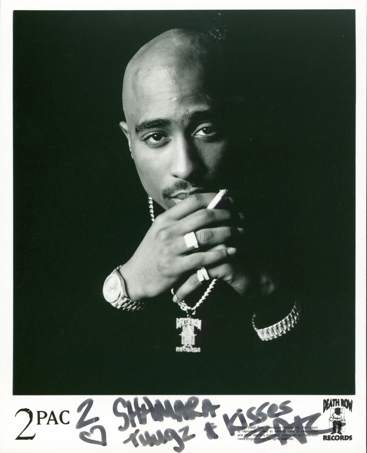 Tupac Shakur "Thugz & Kisses" Signed 8x10 B&W Promotional Photo JSA #XX22849