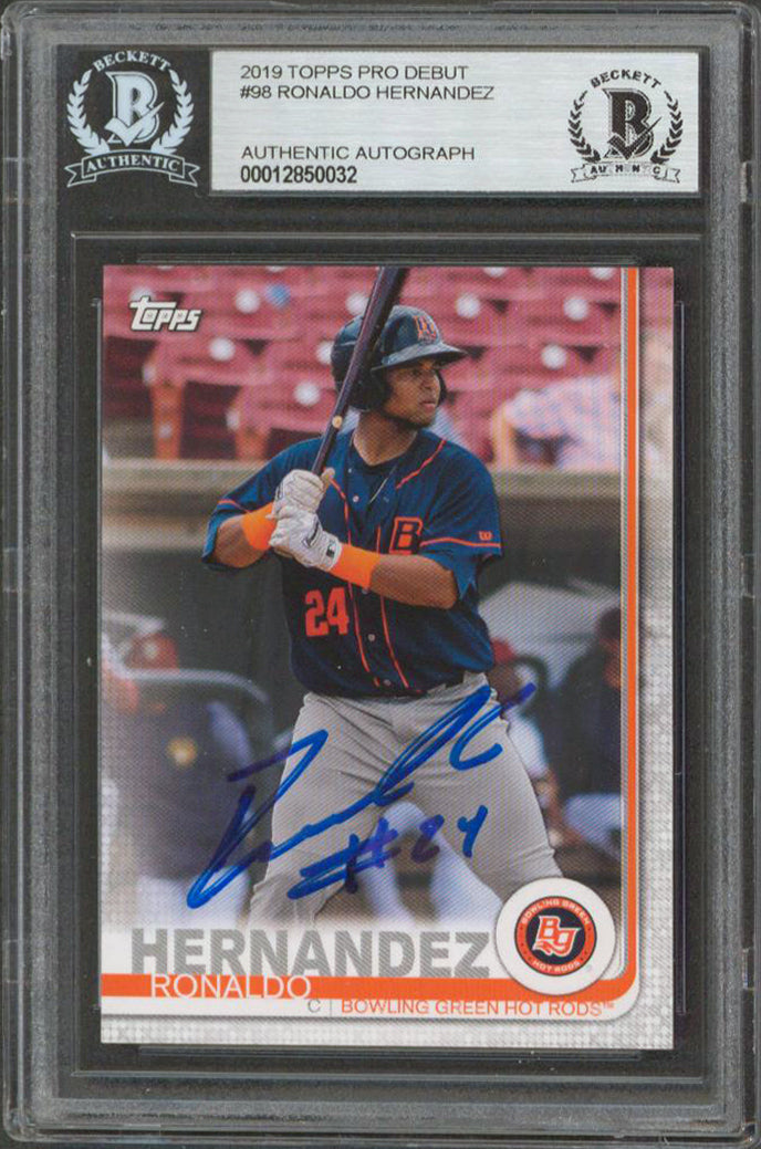 Red Sox Ronaldo Hernandez Signed 2019 Topps Pro Debut #98 RC Card BAS Slabbed