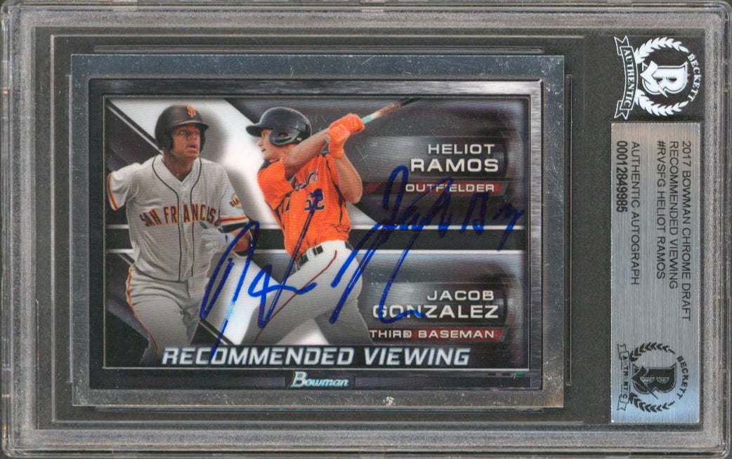 Giants Heliot Ramos Signed 2017 Bowman Chrome Draft #RVSFG Card BAS Slabbed