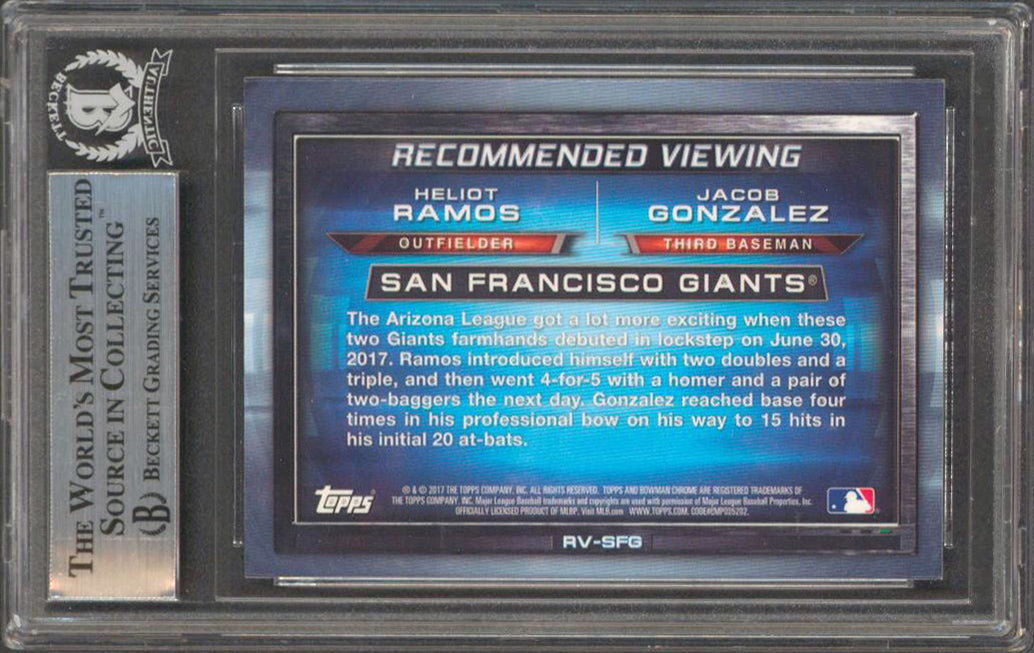 Giants Heliot Ramos Signed 2017 Bowman Chrome Draft #RVSFG Card BAS Slabbed