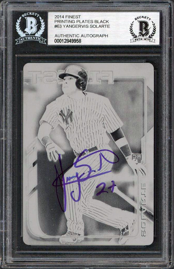 Yankees Yangervis Solarte Signed 2014 Finest PP Black #63 RC BAS Slabbed