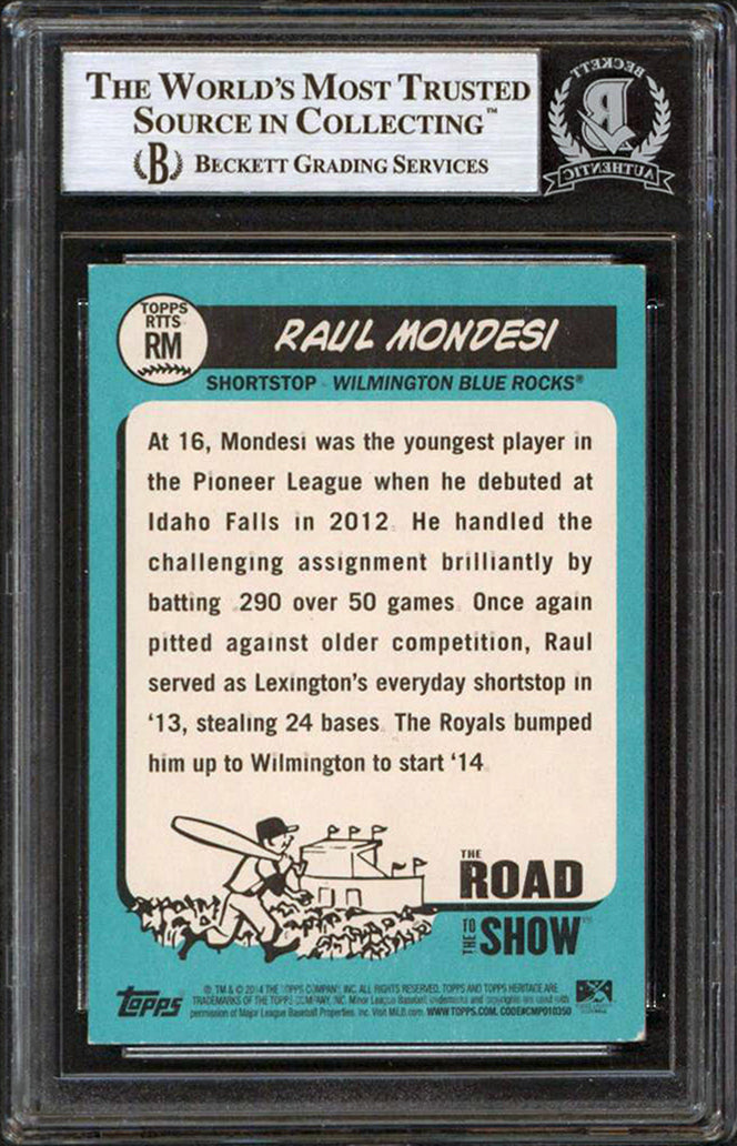 Royals Raul Mondesi Jr. Signed 14 Topps Heritage Minors RTTS #RTTSRM RC BAS Slab
