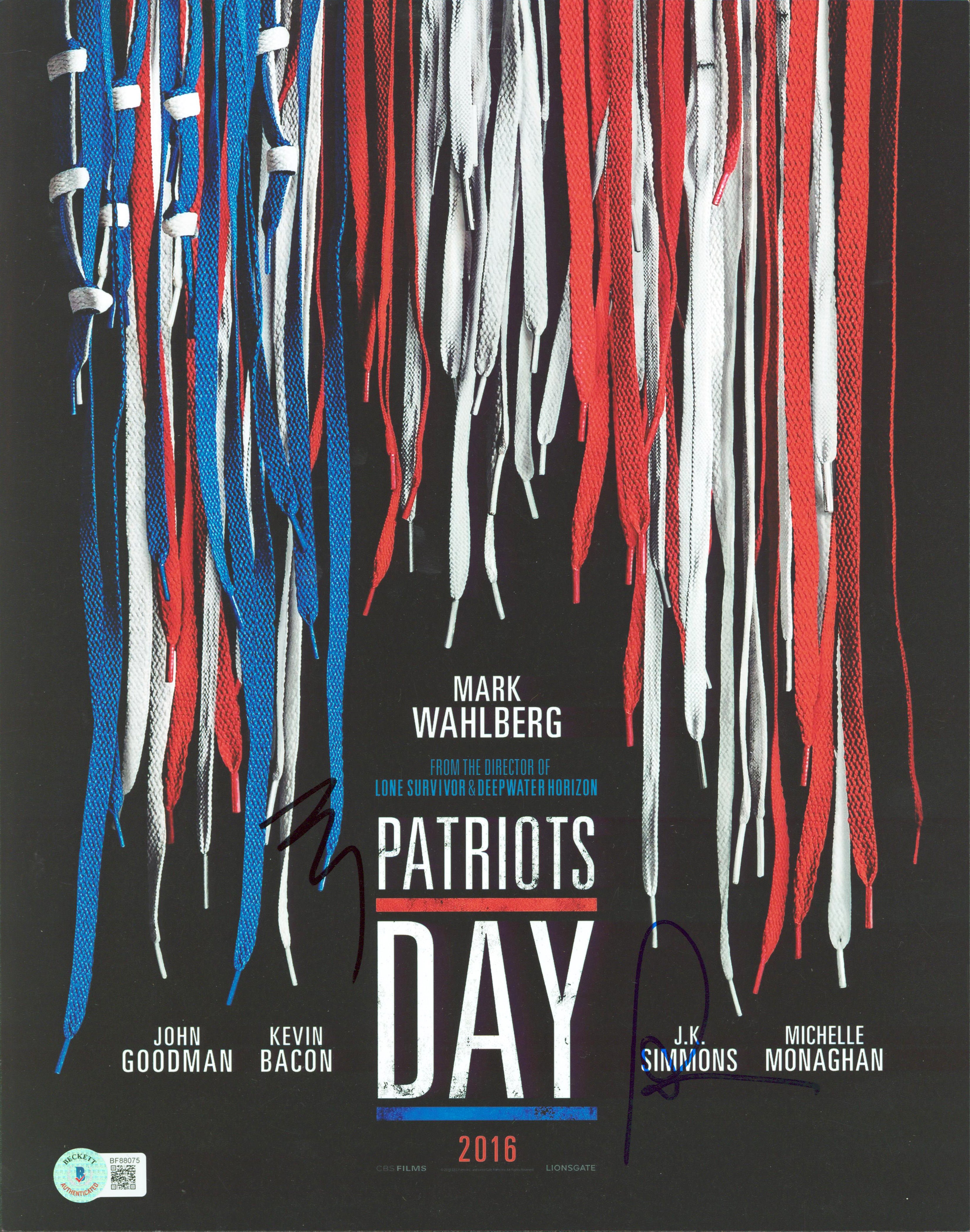 Mark Wahlberg & Peter Berg Patriot's Day Signed 11x14 Photo BAS #BF88075