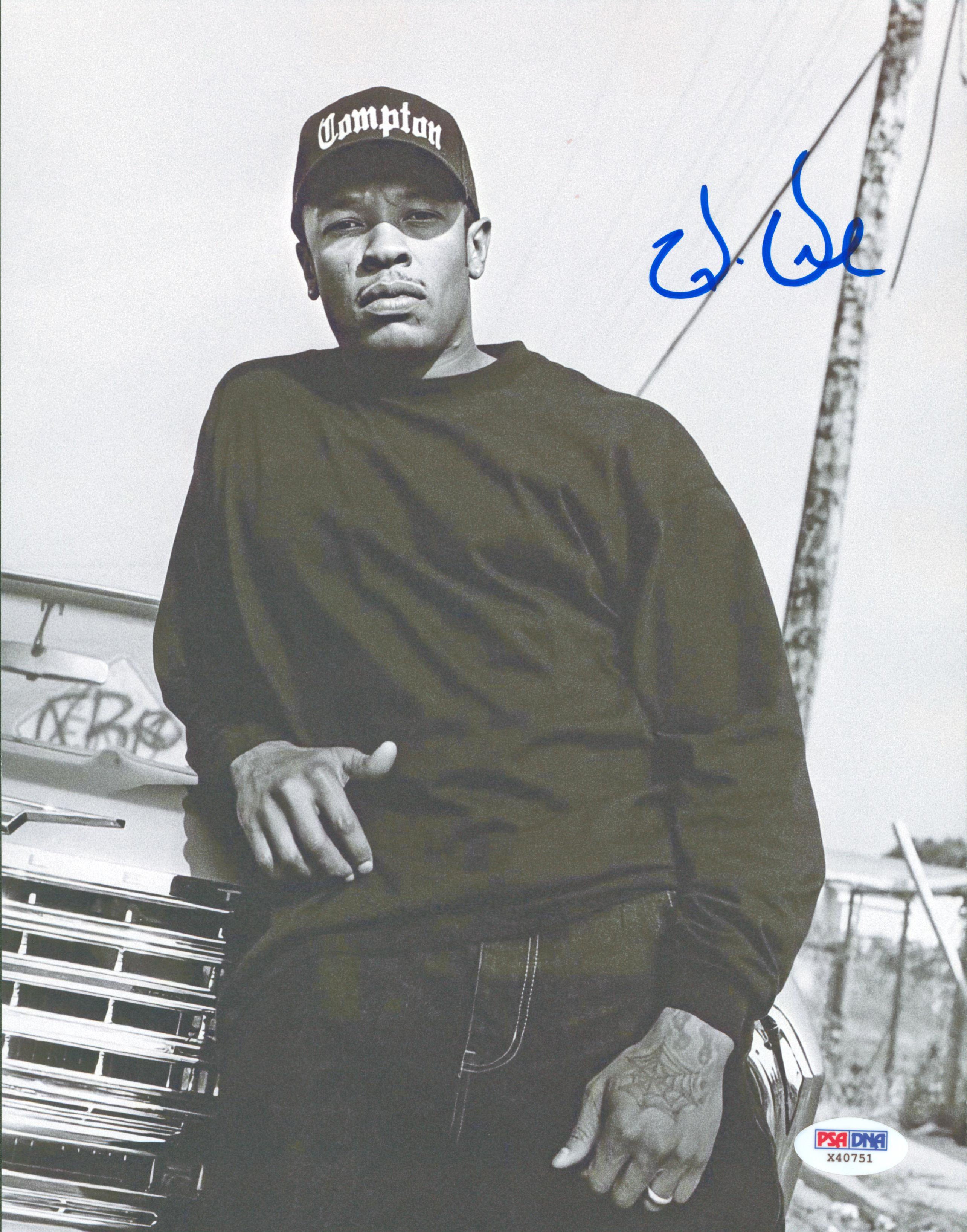 Dr. Dre N.W.A Authentic Signed B&W 8.5x11 Photo Autographed PSA/DNA #X40751