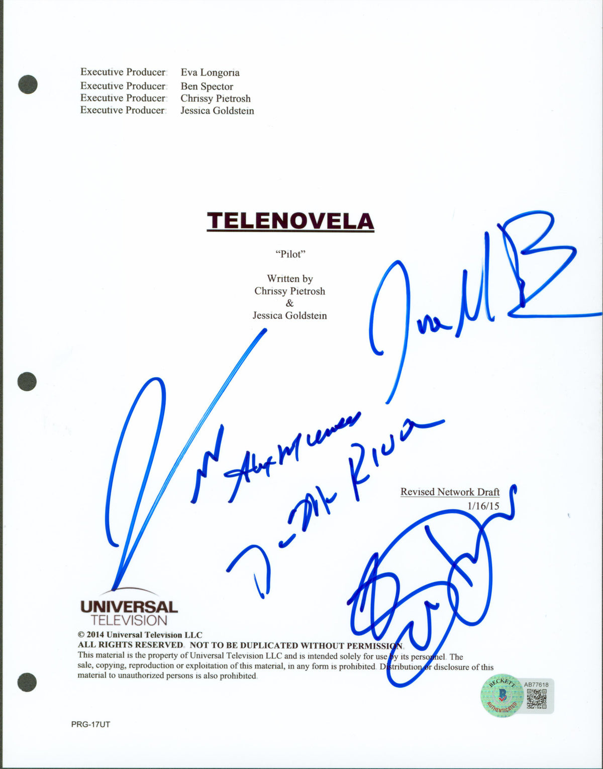 Telenovela (5) Brooks, Douglas, Riva, +2 Signed Script Cover BAS #AB77618