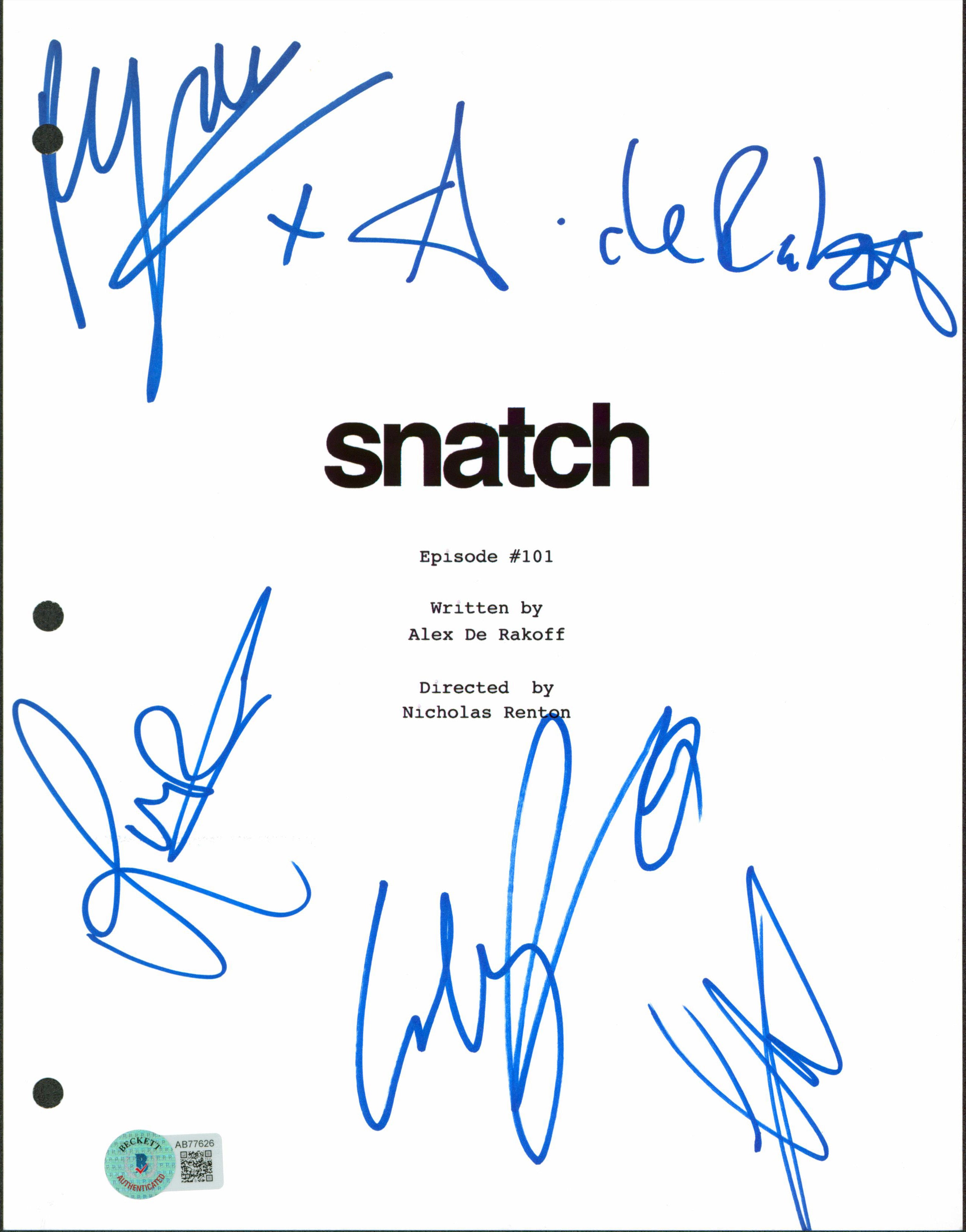 Snatch (5) Dynevor, Grint, Laviscount Rakoff +1 Signed Script Cover BAS #AB77626