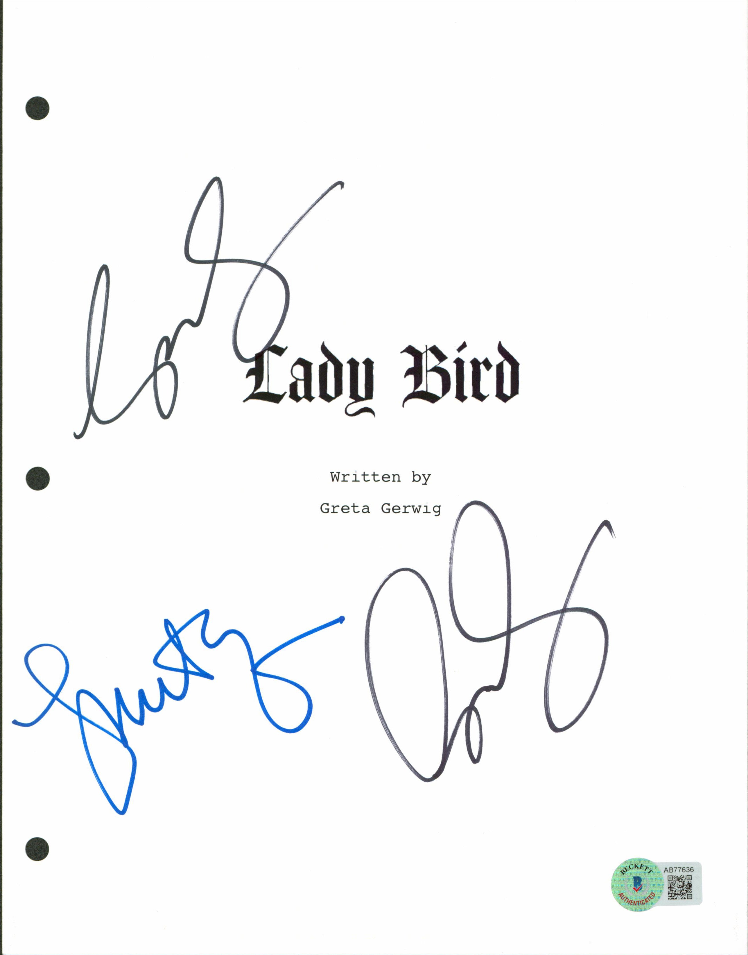 Lady Bird Greta Gerwig & Laurie Metcalf Signed Script Cover BAS #AB77636