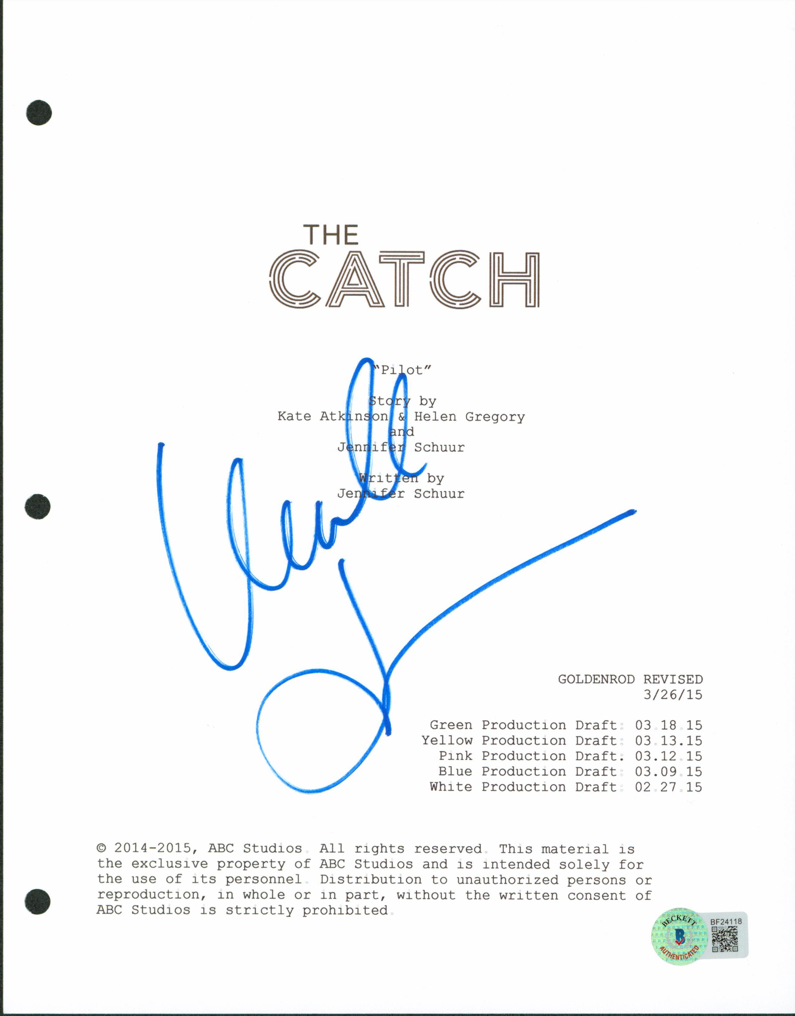 Mireille Enos Authentic Signed 8.5x11 The Catch Script Cover BAS #BF24118