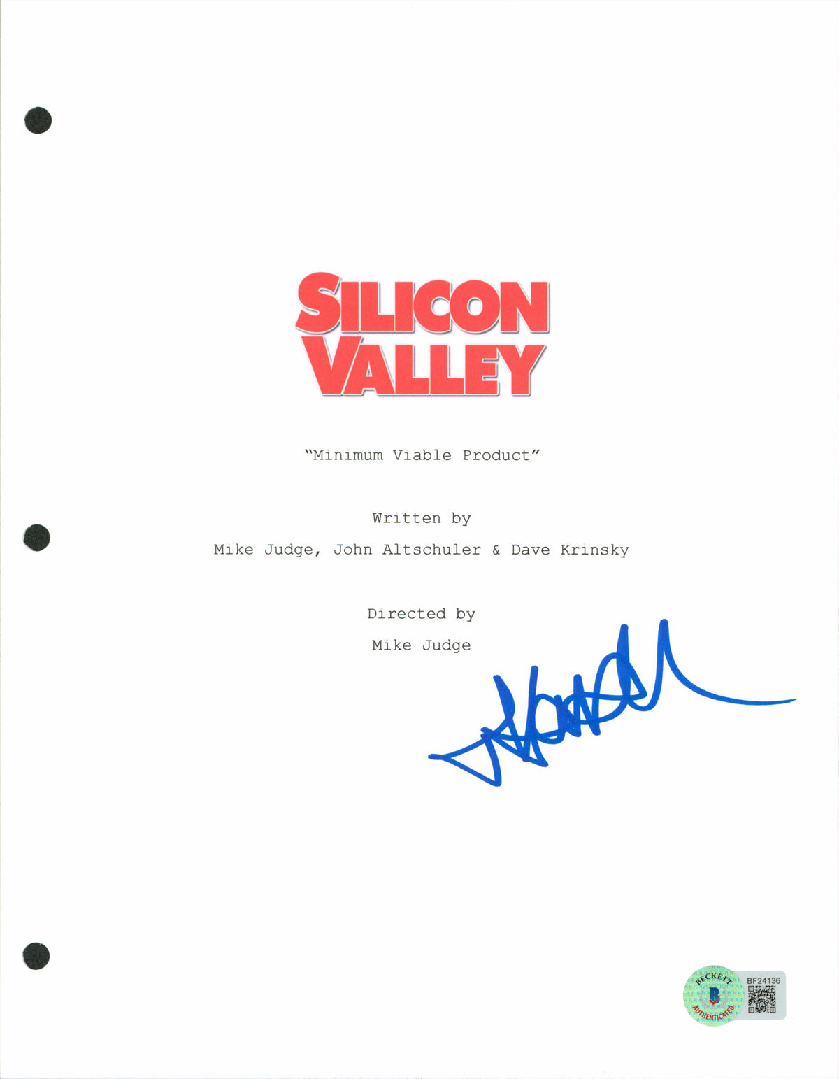 Thomas Middleditch Authentic Signed Silicon Valley Script Cover BAS #BF24136