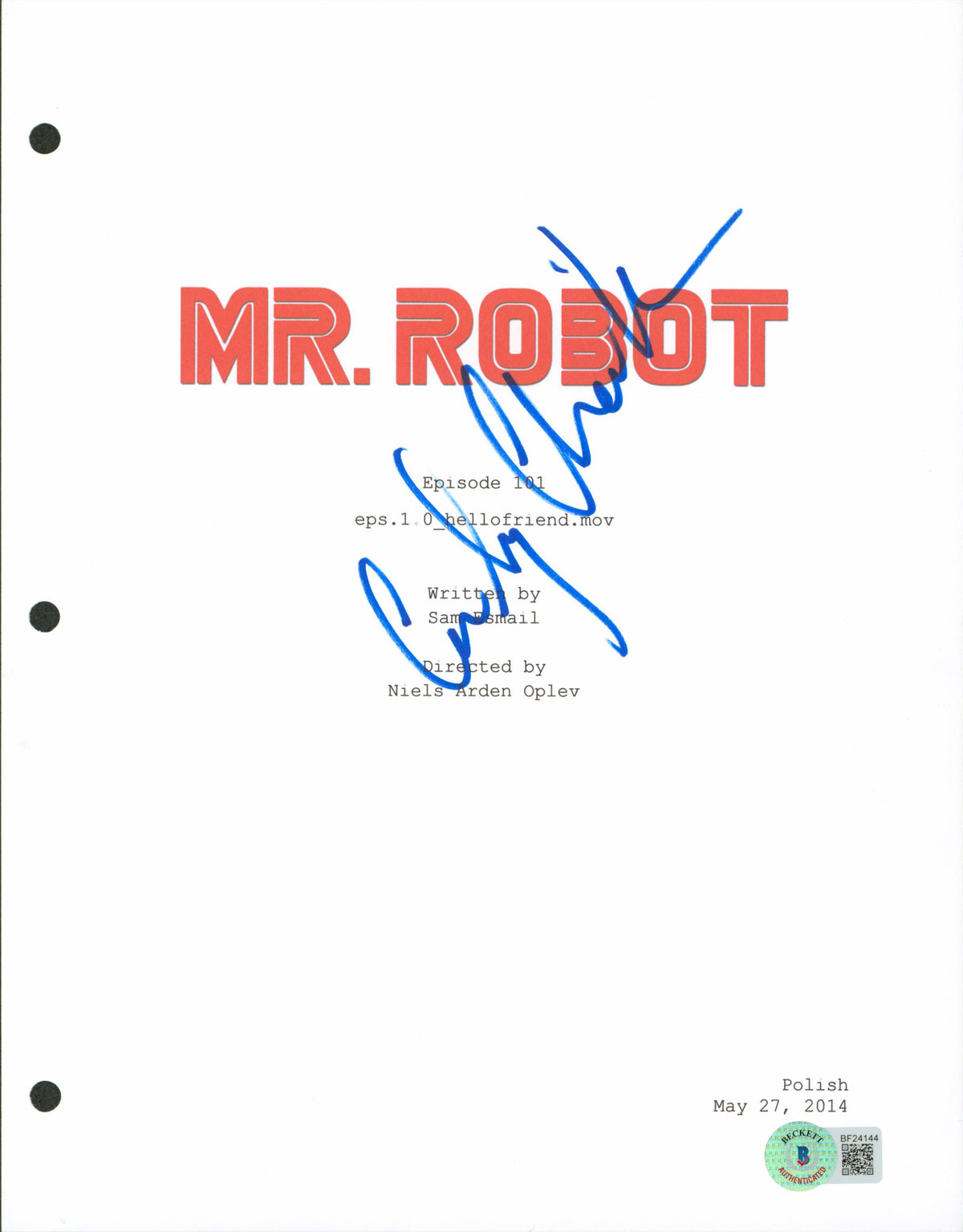 Carly Chaikin Authentic Signed 8.5x11 Mr. Robot Script Cover BAS #BF24144