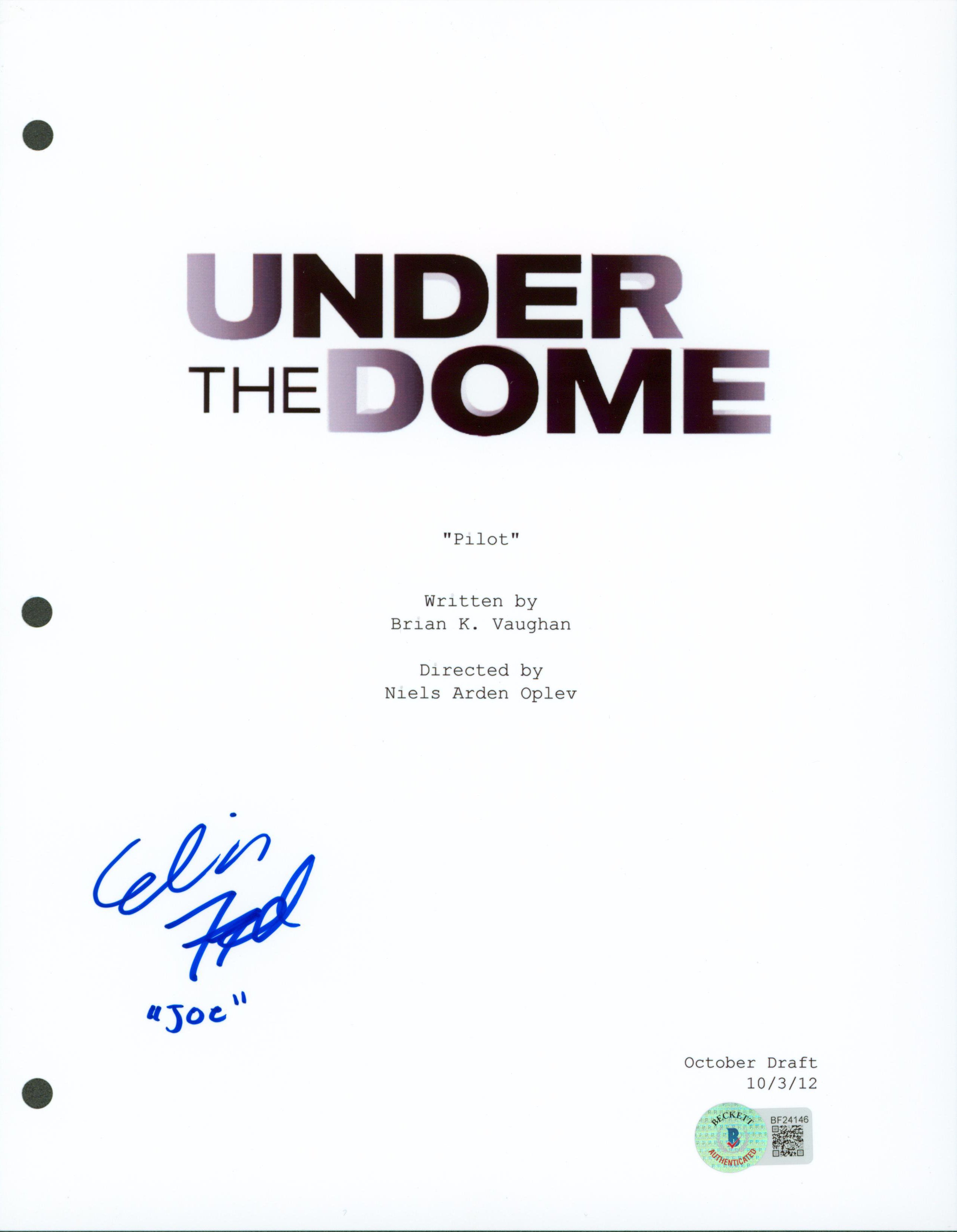 Colin Ford "Joe" Authentic Signed Under The Dome Script Cover BAS #BF24146