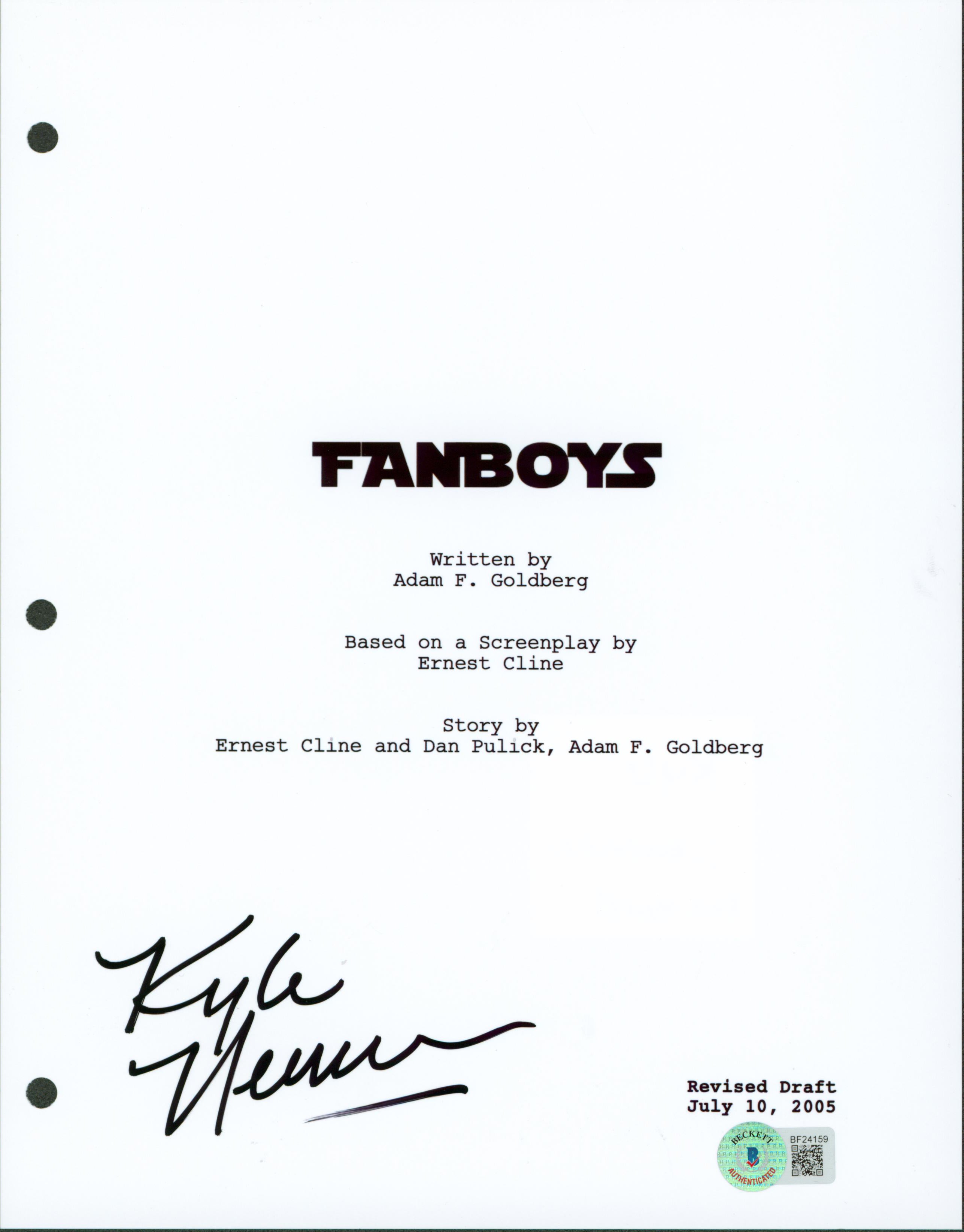 Kyle Newman Fanboys Authentic Signed 8.5x11 Fanboys Script Cover BAS #BF24159