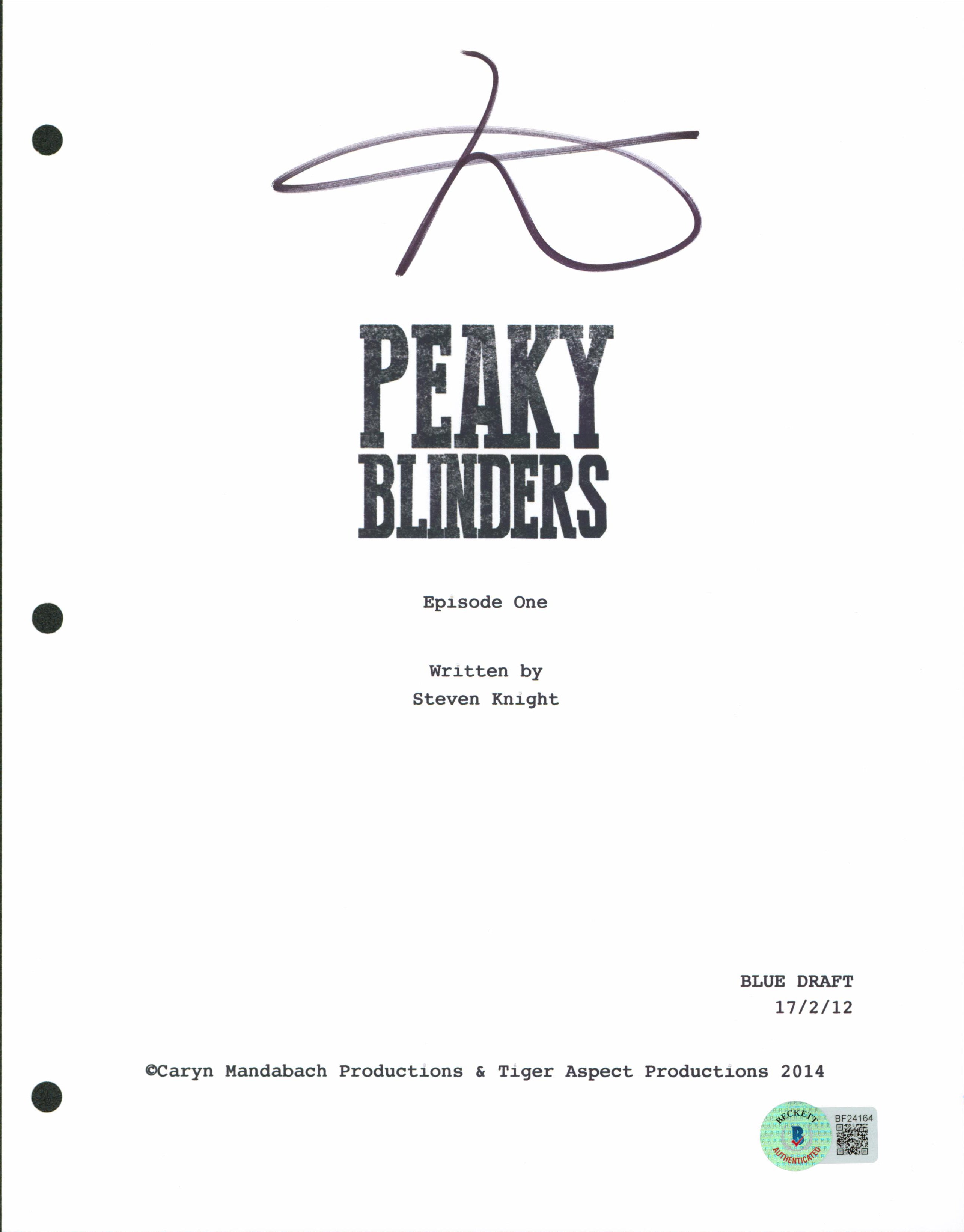Steven Knight Authentic Signed 8.5x11 Peaky Blinders Script Cover BAS #BF24164