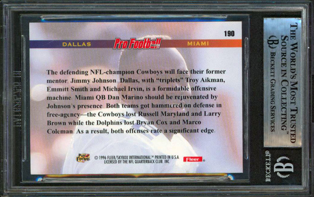 Cowboys Emmitt Smith Authentic Signed 1996 Fleer #190 Card BAS Slabbed