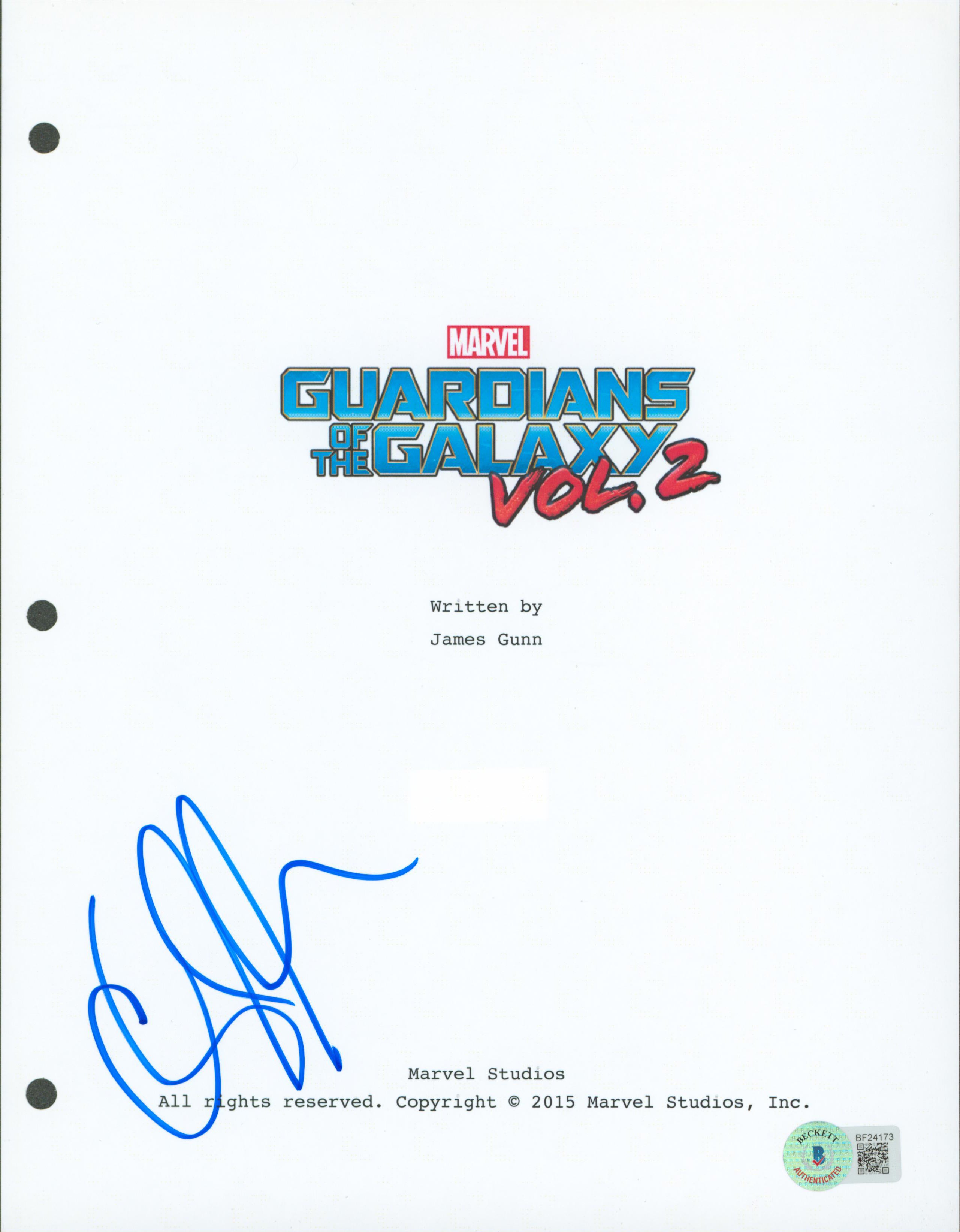 Chris Sullivan Signed Guardians Of The Galaxy Vol. 2 Script Cover BAS #BF24173