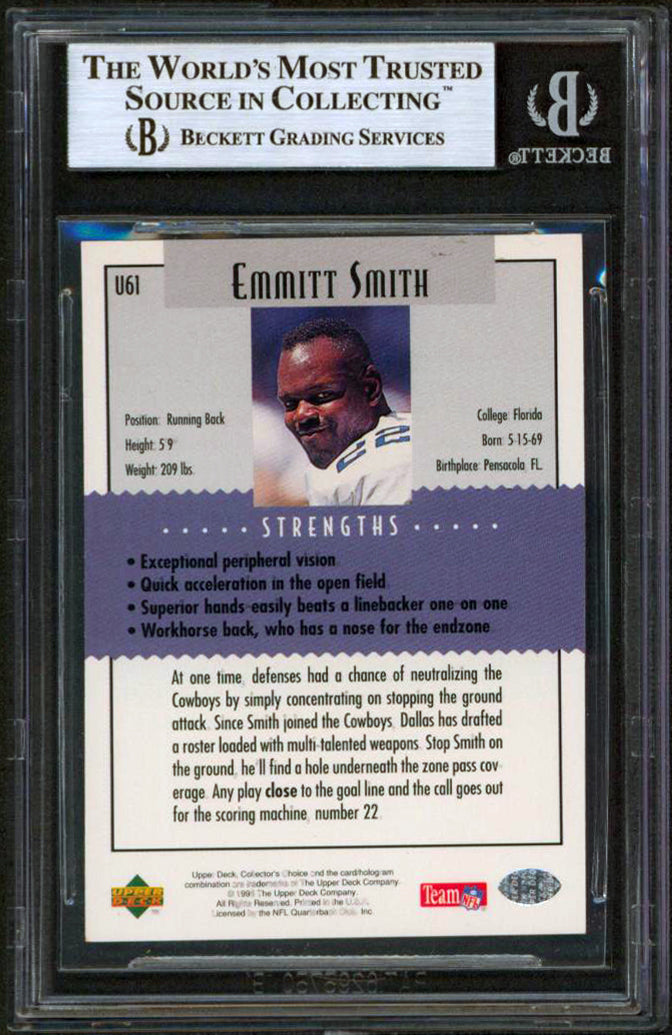 Cowboys Emmitt Smith Signed 1995 Collectors Choice Update #U61 Card BAS Slabbed