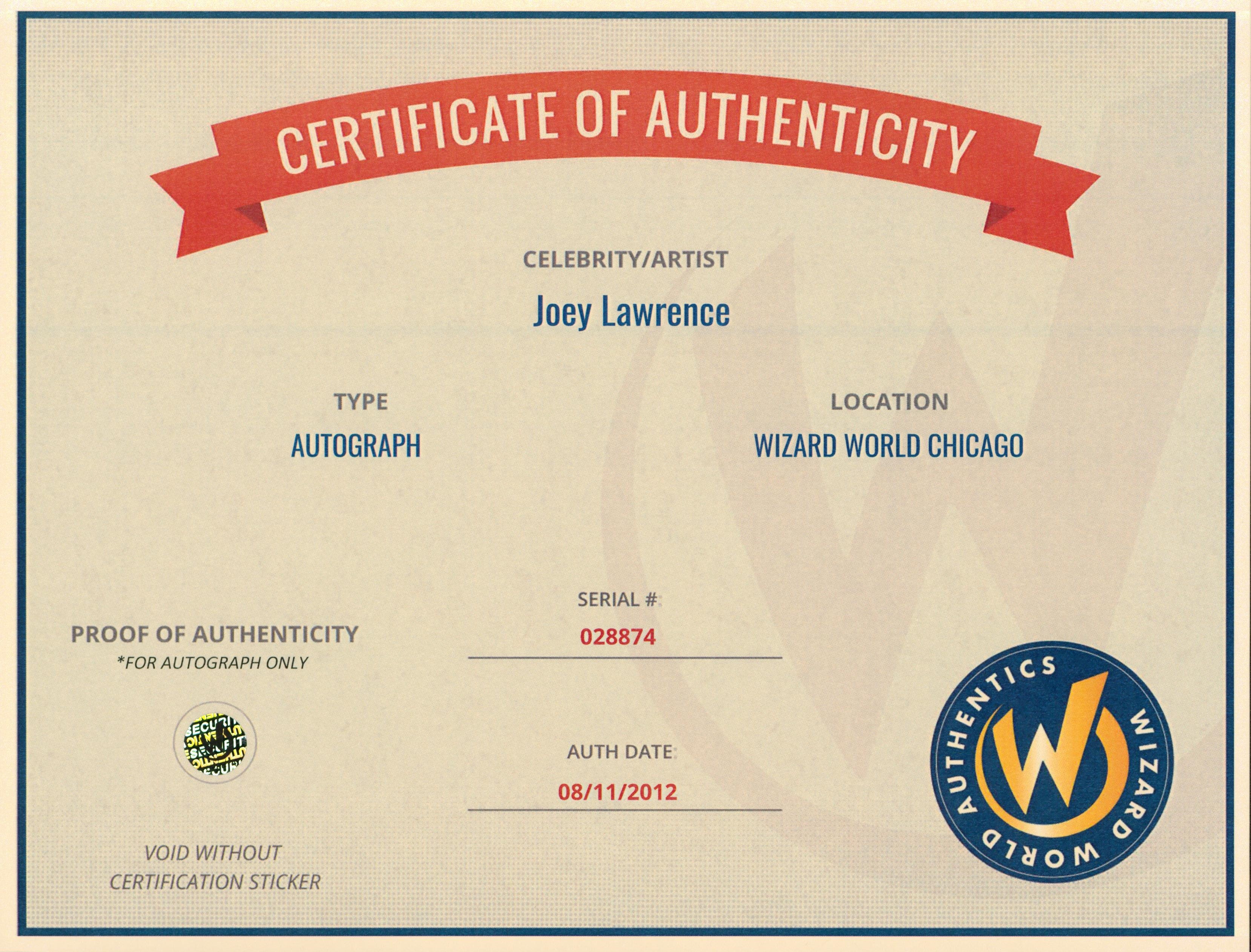 Joey Lawrence Blossom Authentic Signed 8x10 Photo Autographed Wizard World 1