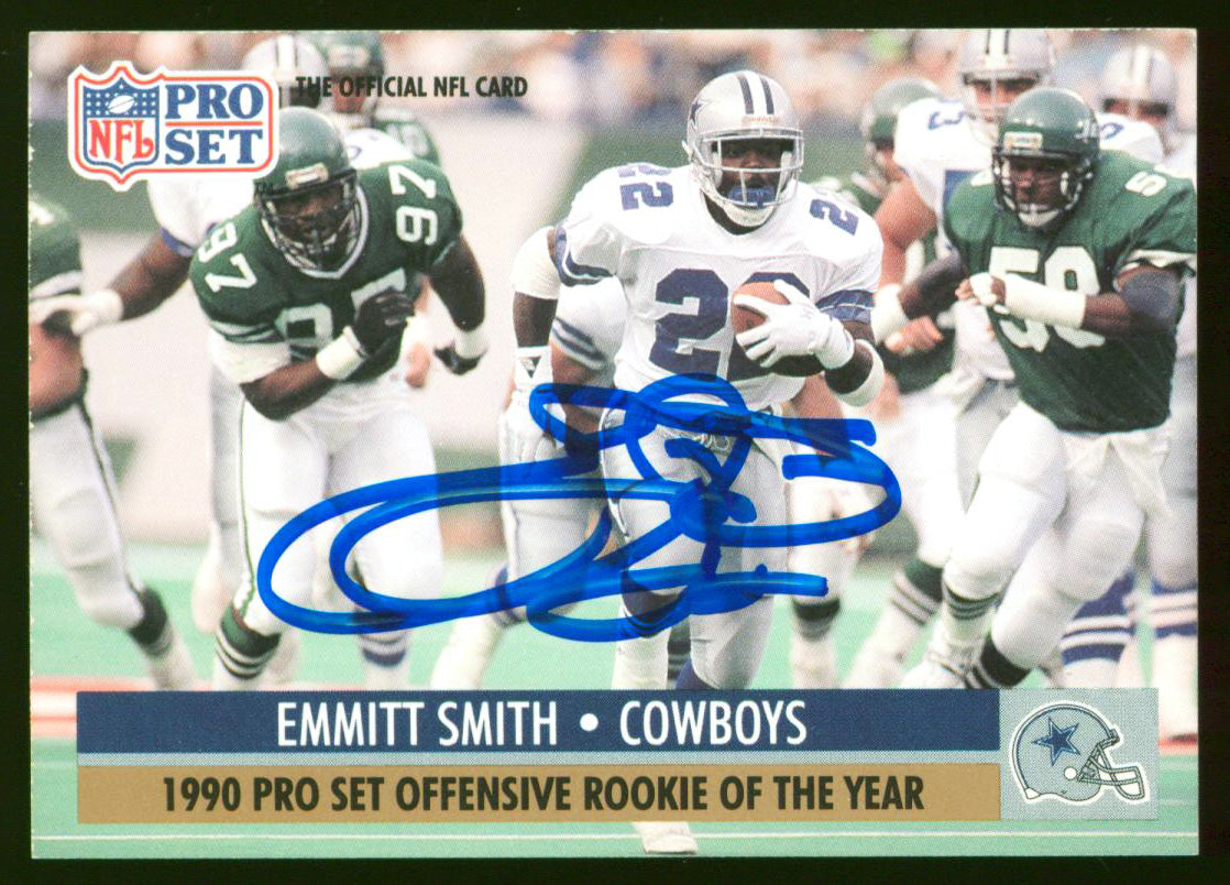 Cowboys Emmitt Smith Authentic Signed 1991 NFL Pro Set #1 Card BAS #WV72098