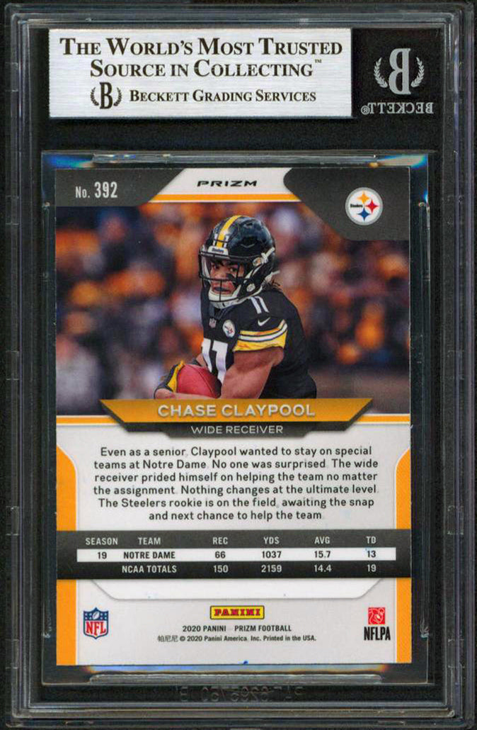 Steelers Chase Claypool Signed 2020 Panini Prizm Prizms #392 RC Card BAS Slab 2