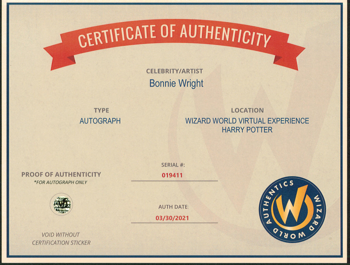 Bonnie Wright Harry Potter Authentic Signed 8x10 Photo Wizard World 1
