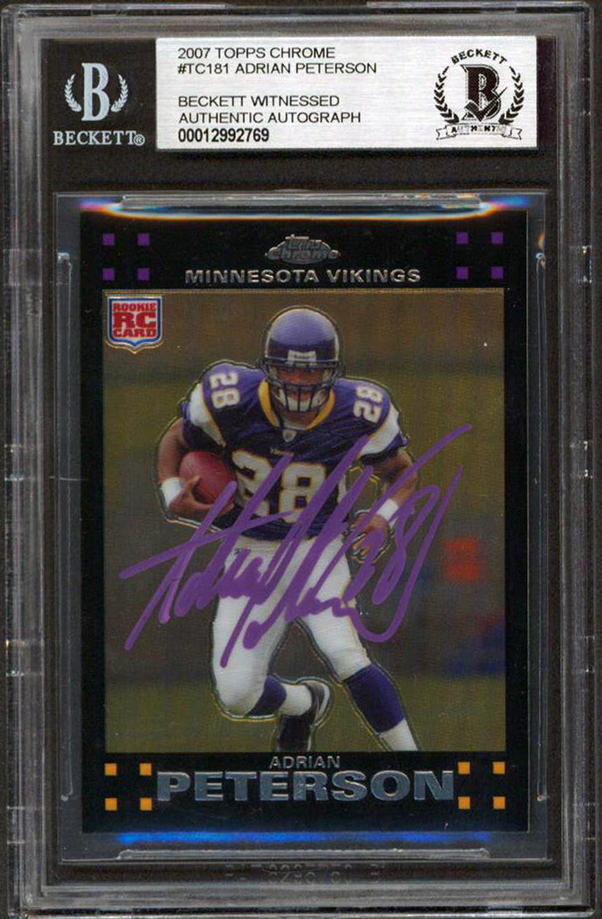 Vikings Adrian Peterson Signed 2007 Topps Chrome #TC181 Rookie Card BAS Slabbed