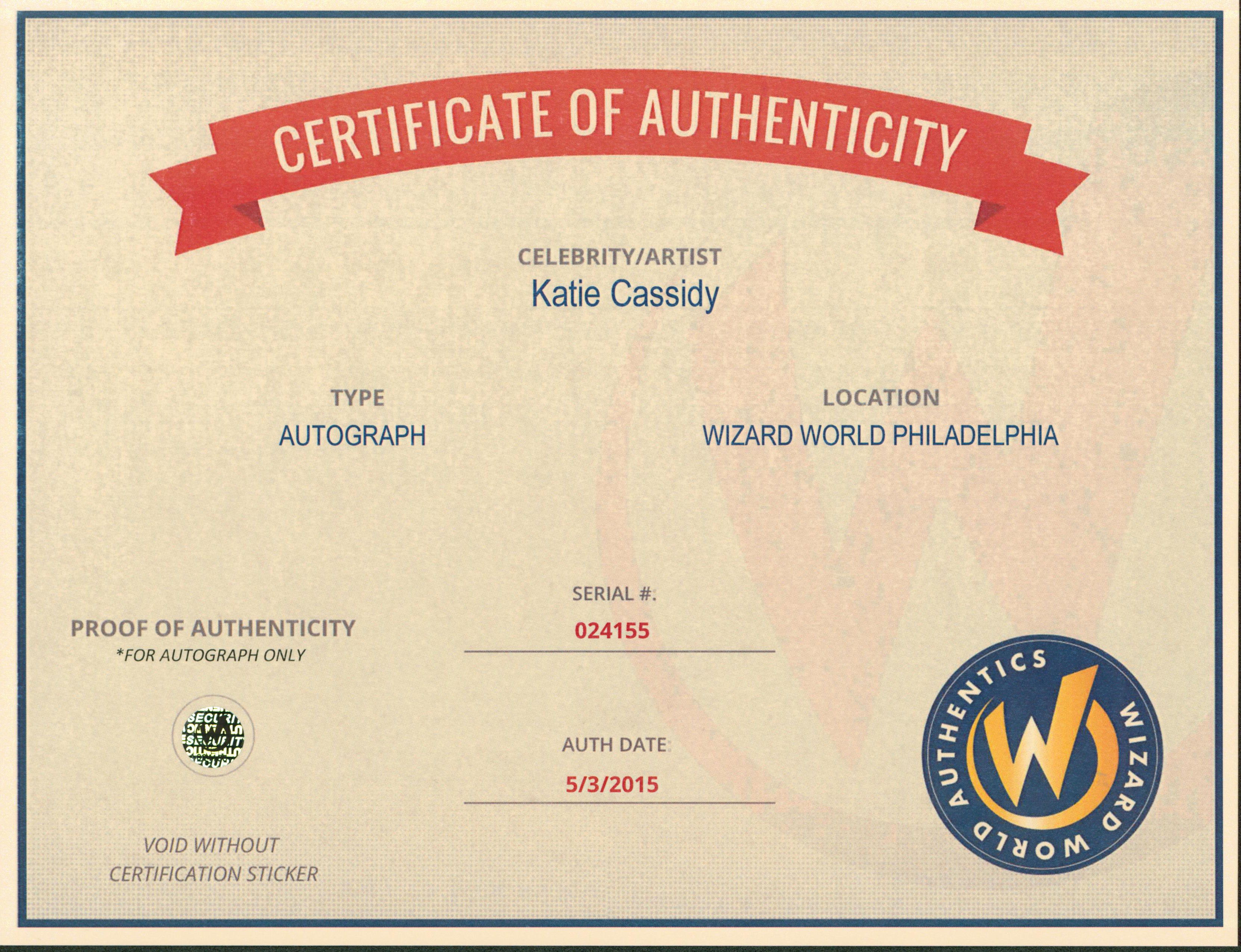 Katie Cassidy Arrow Authentic Signed 8x10 Photo Autographed Wizard World #024155
