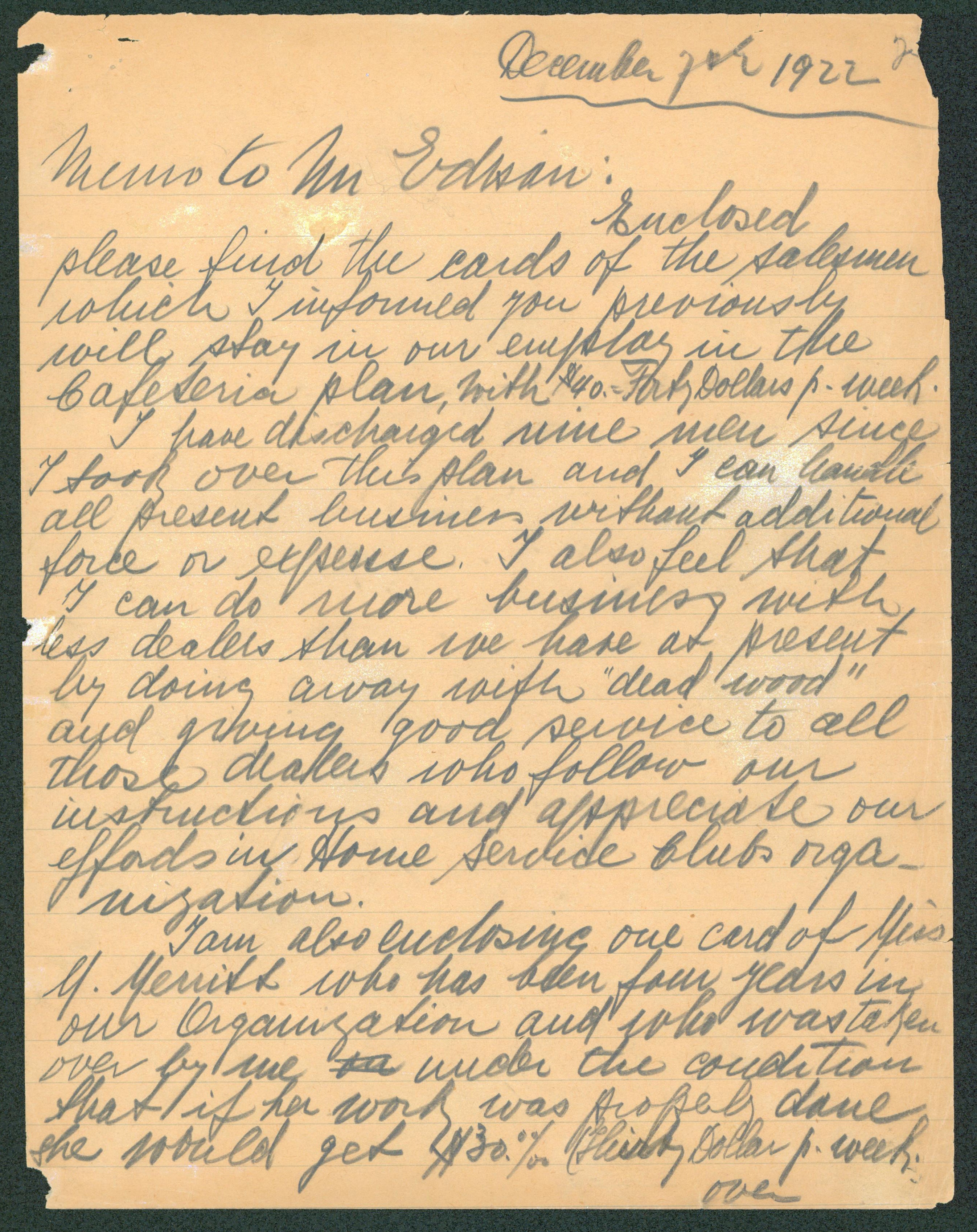Thomas Edison OK Authentic Signed 8.5x11 Letter Dated Dec 7th 1922 BAS #AB77873