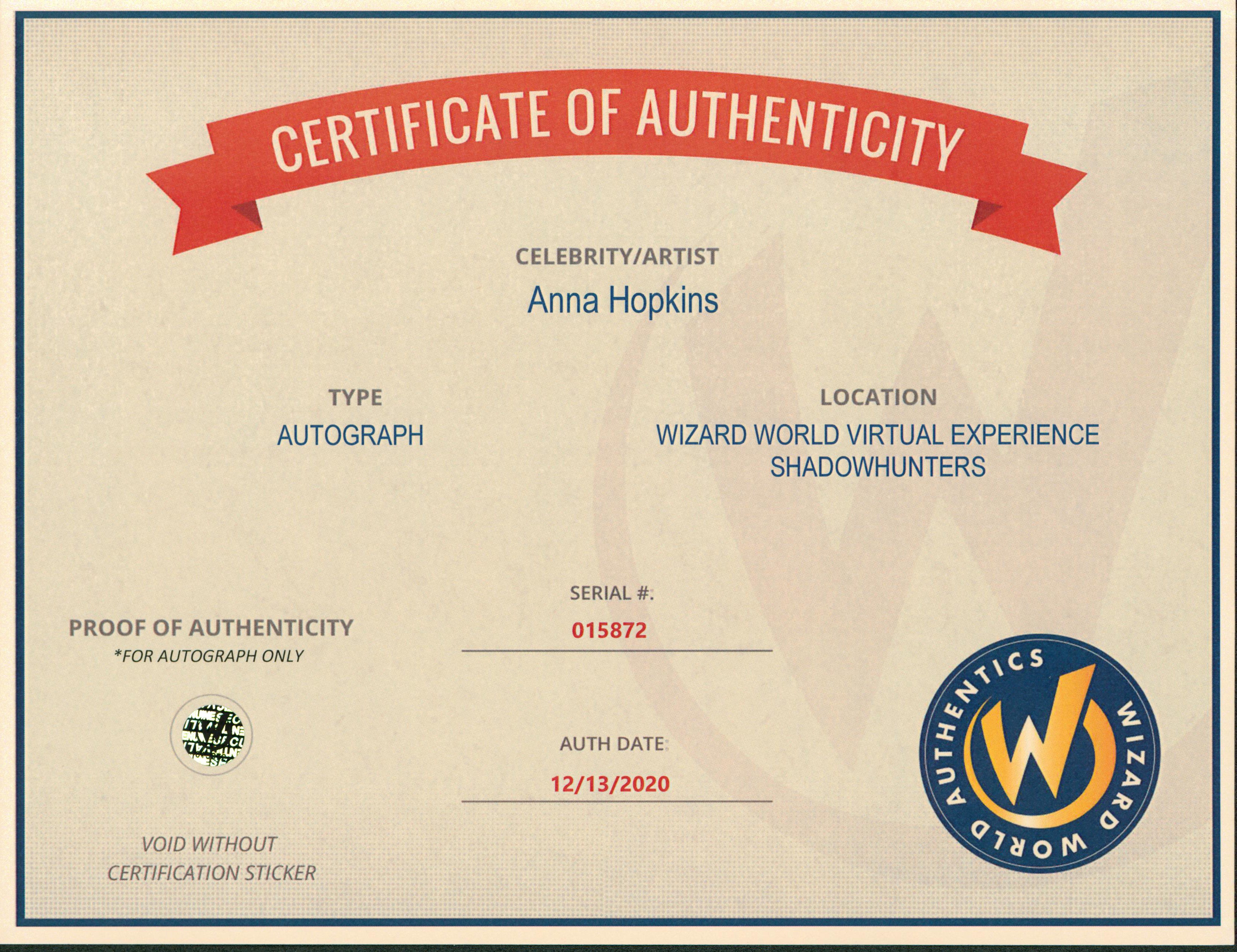 Anna Hopkins Arrow Authentic Signed 8x10 Photo Wizard World #015872
