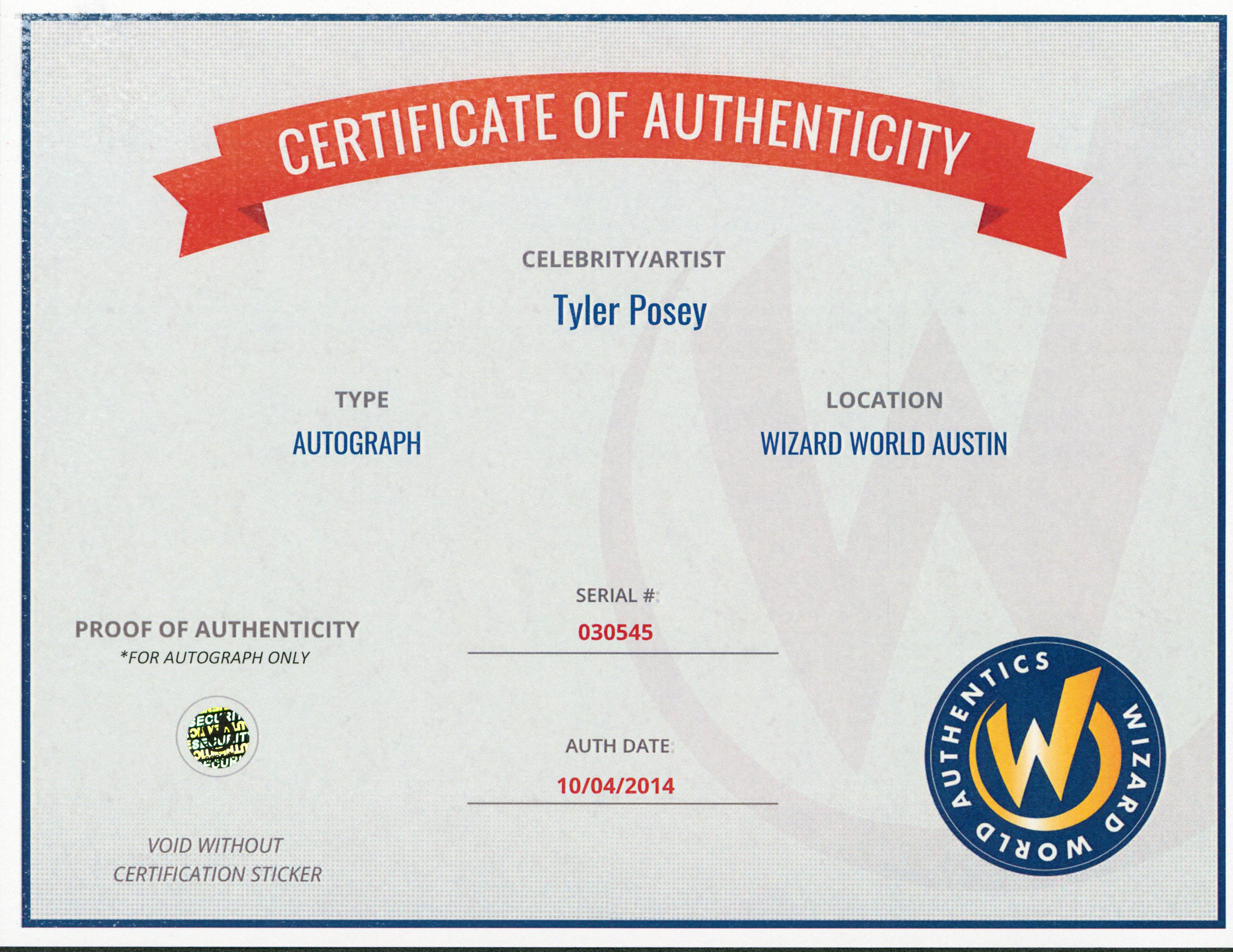 Tyler Posey Teen Wolf Authentic Signed 8x10 Photo Autographed Wizard World 1