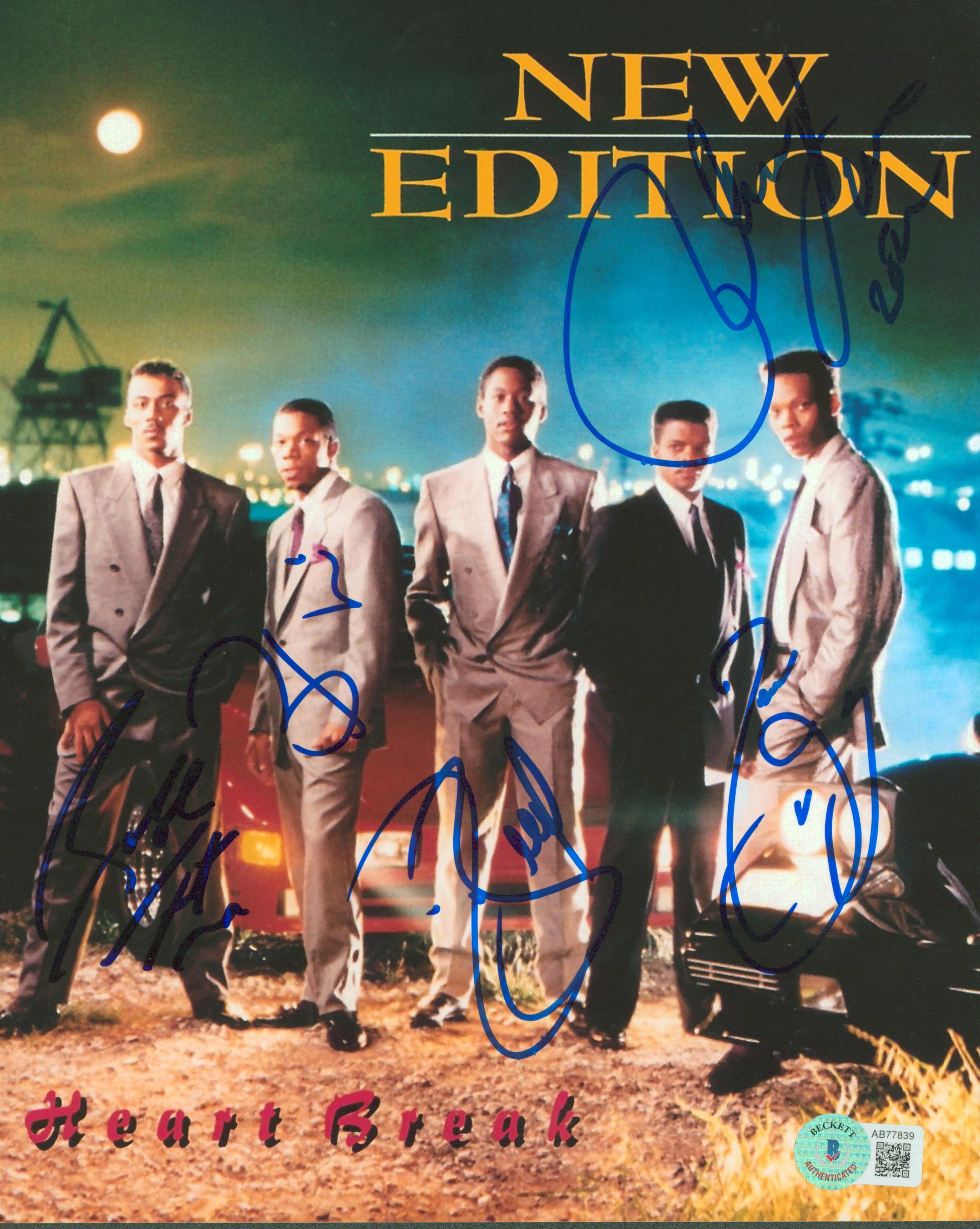 New Edition (5) Gill, Bell, Bivins, DeVoe & Tresvant Signed 8x10 Photo BAS