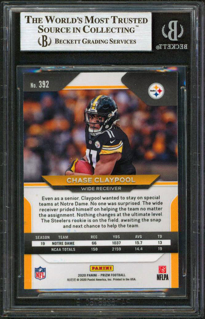 Steelers Chase Claypool Signed 2020 Panini Prizm #392 Rookie Card BAS Slabbed