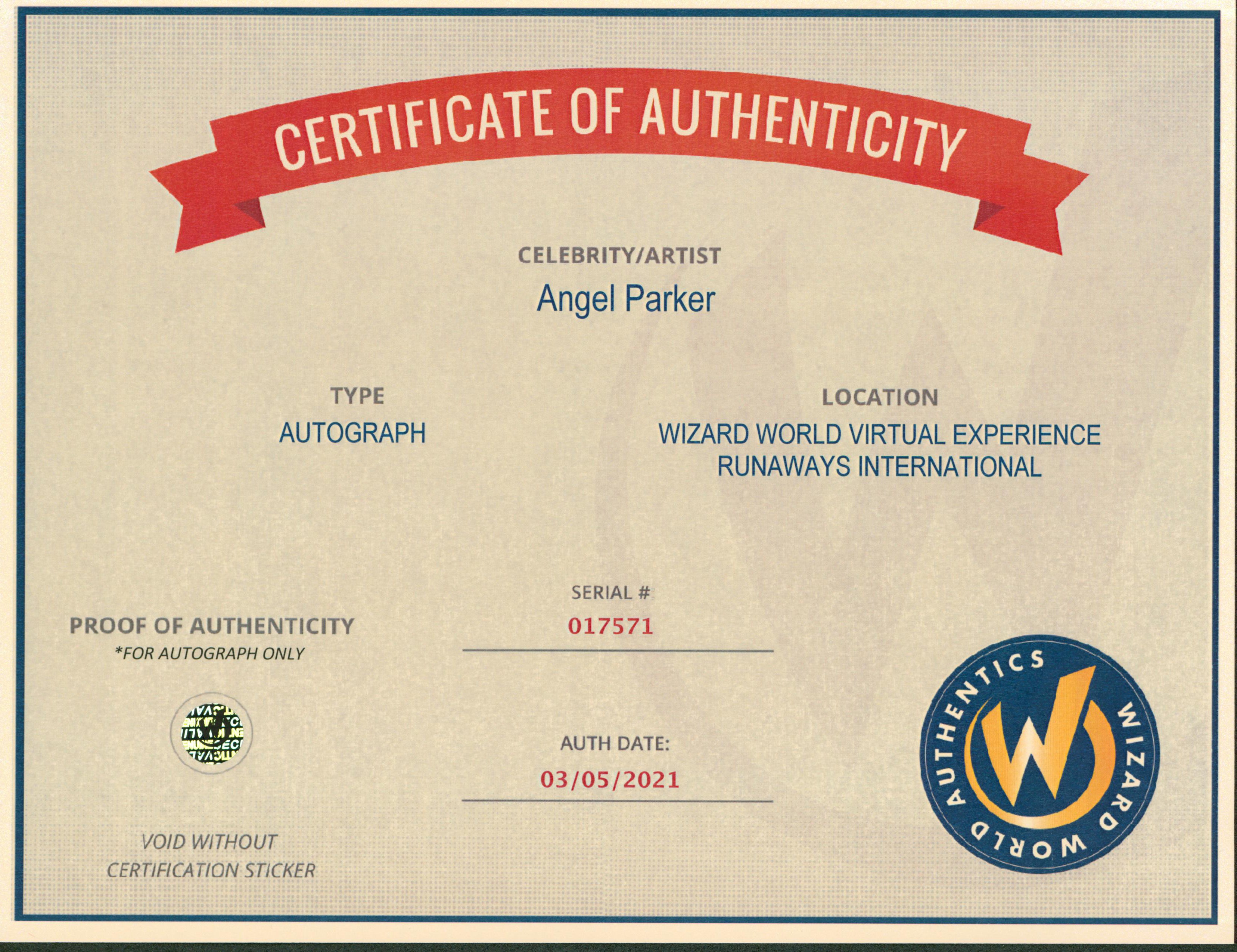 Angel Parker Marvel's Runaways Authentic Signed 8x10 Photo Wizard World #017571