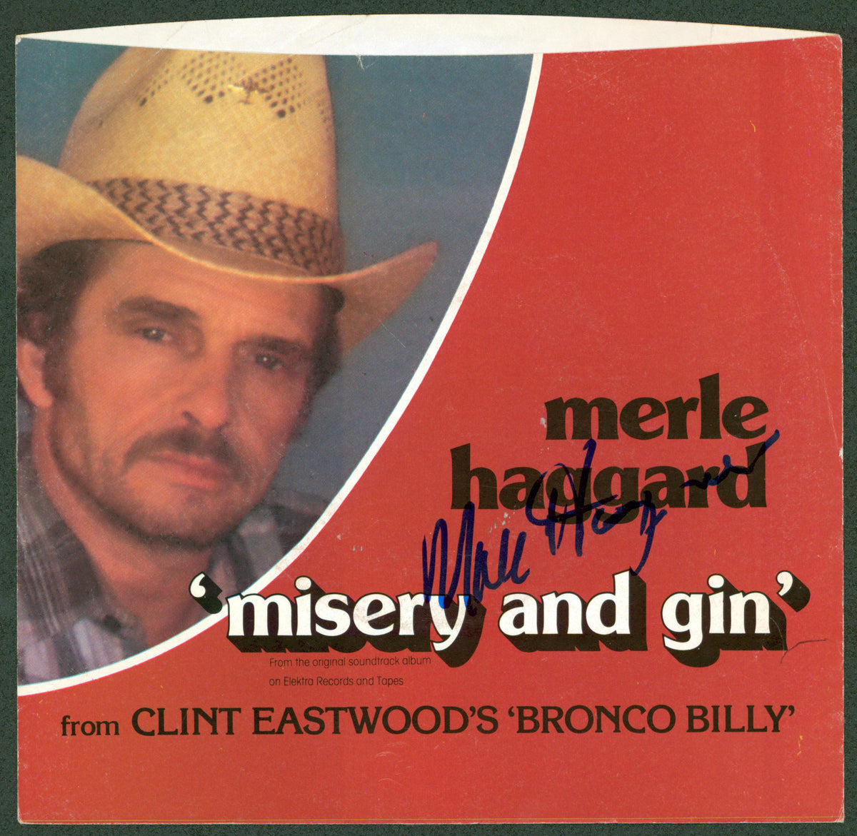 Merle Haggard Authentic Signed Misery And Gin 45 RPM Album Cover BAS #BG83010
