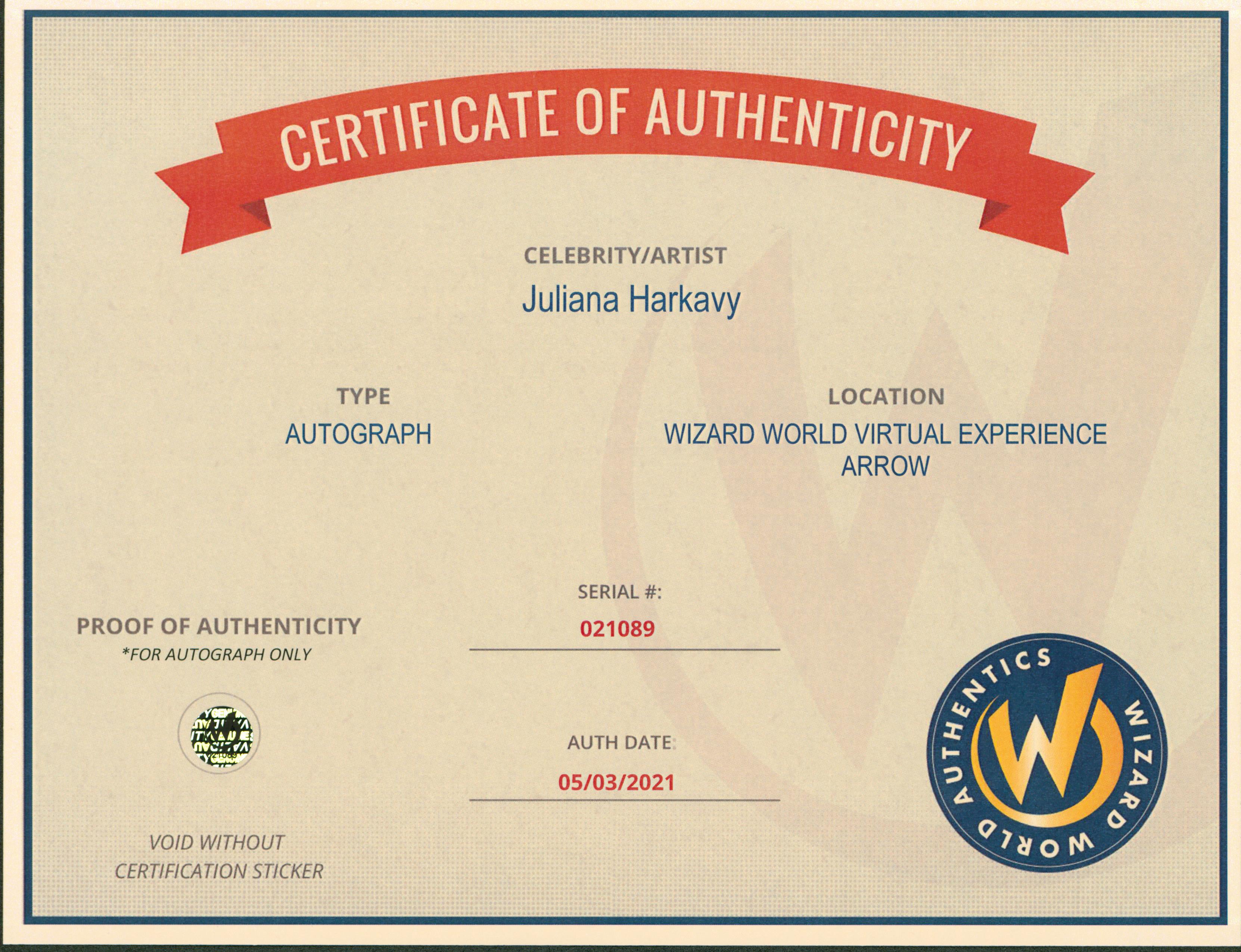 Juliana Harkavy Arrow Authentic Signed 8x10 Photo Autographed Wizard World 1