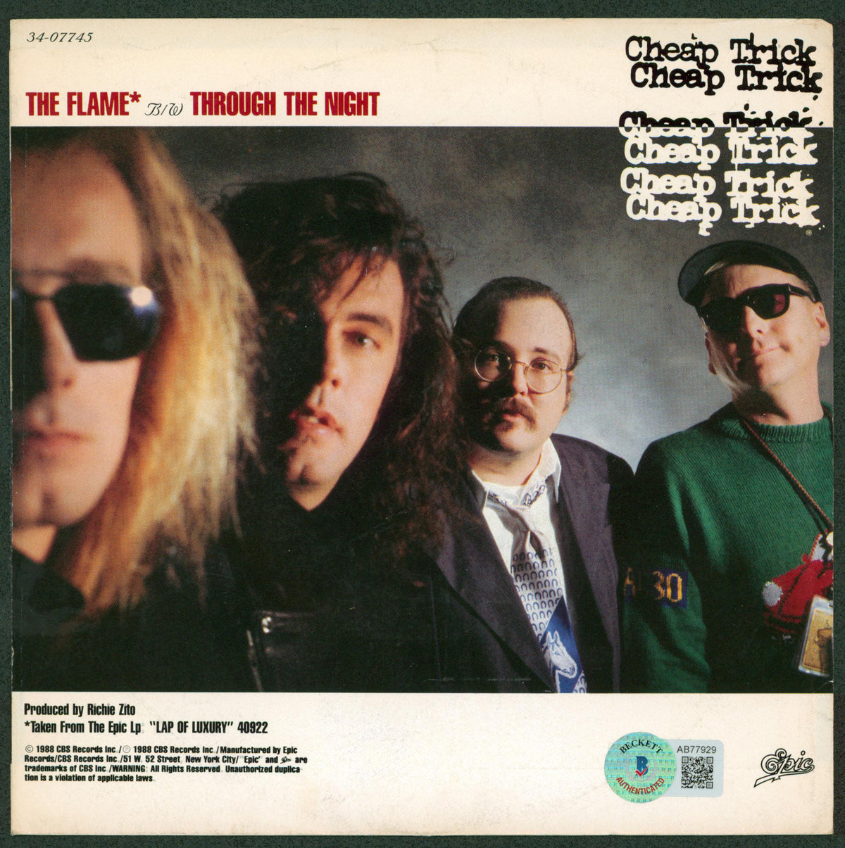 Cheap Trick Zander, Nielsen & Petersson Signed 45 RPM Album Cover BAS #AB77929