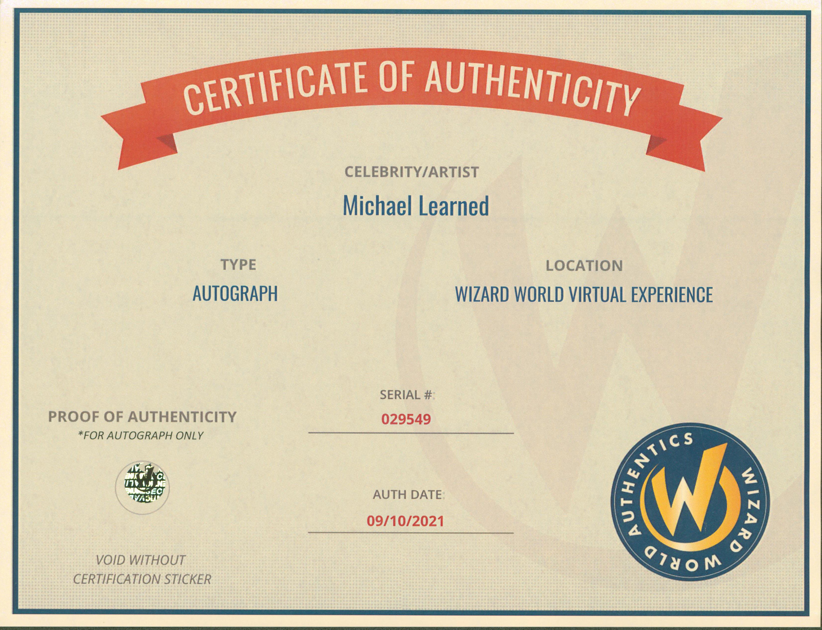 Michael Learned The Waltons Authentic Signed 8x10 Photo Wizard World 3