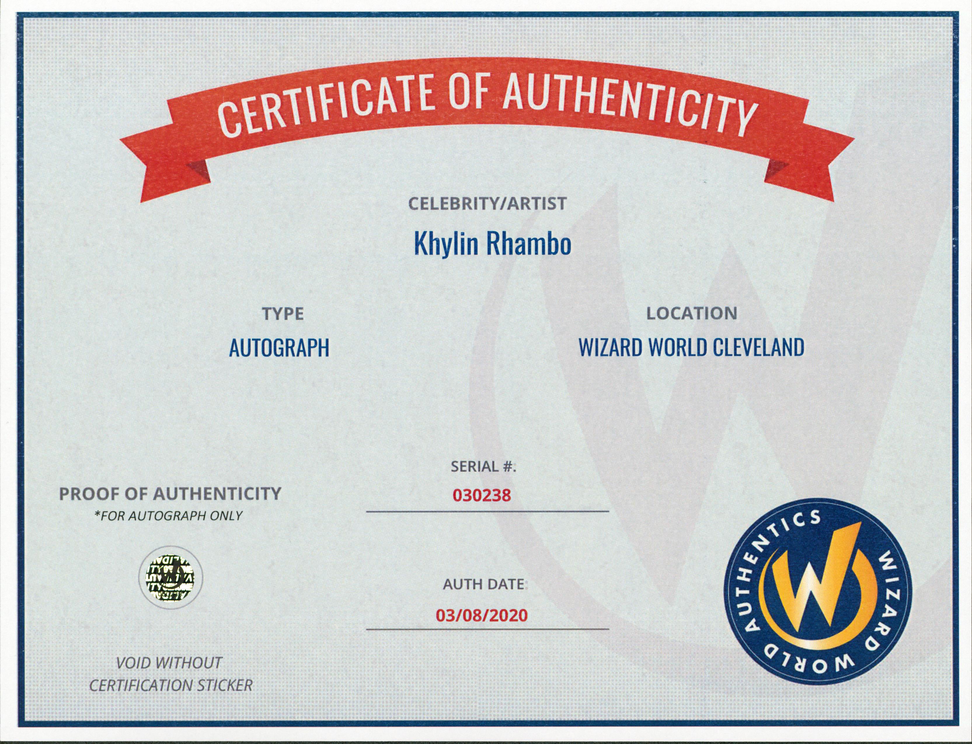 Khylin Rhambo Teen Wolf Authentic Signed 8x10 Photo Autographed Wizard World 2