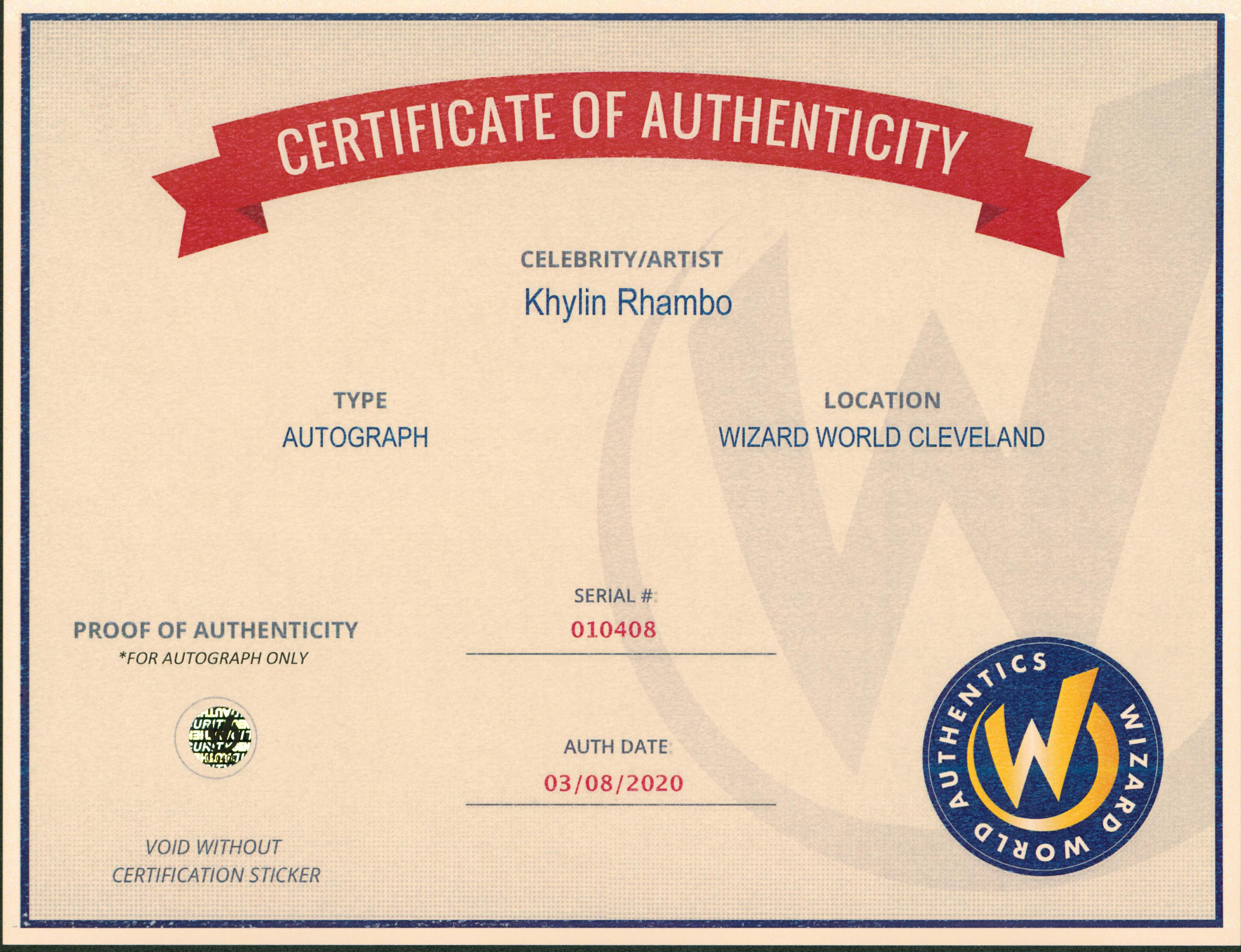 Khylin Rhambo Teen Wolf Authentic Signed 8x10 Photo Autographed Wizard World 3