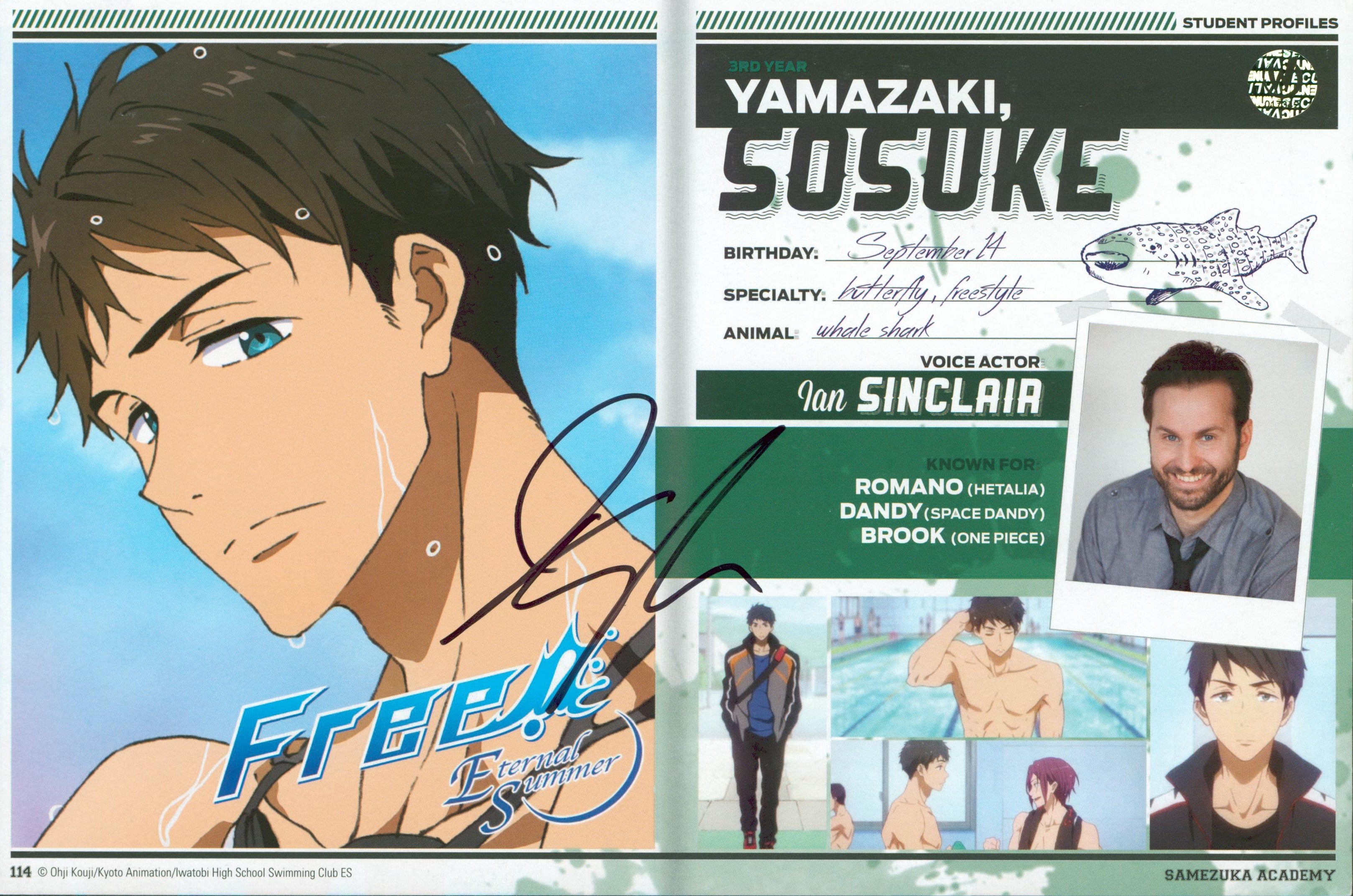 Ian Sinclair Free! Eternal Summer Signed 7.75x11 Photo Wizard World #017342
