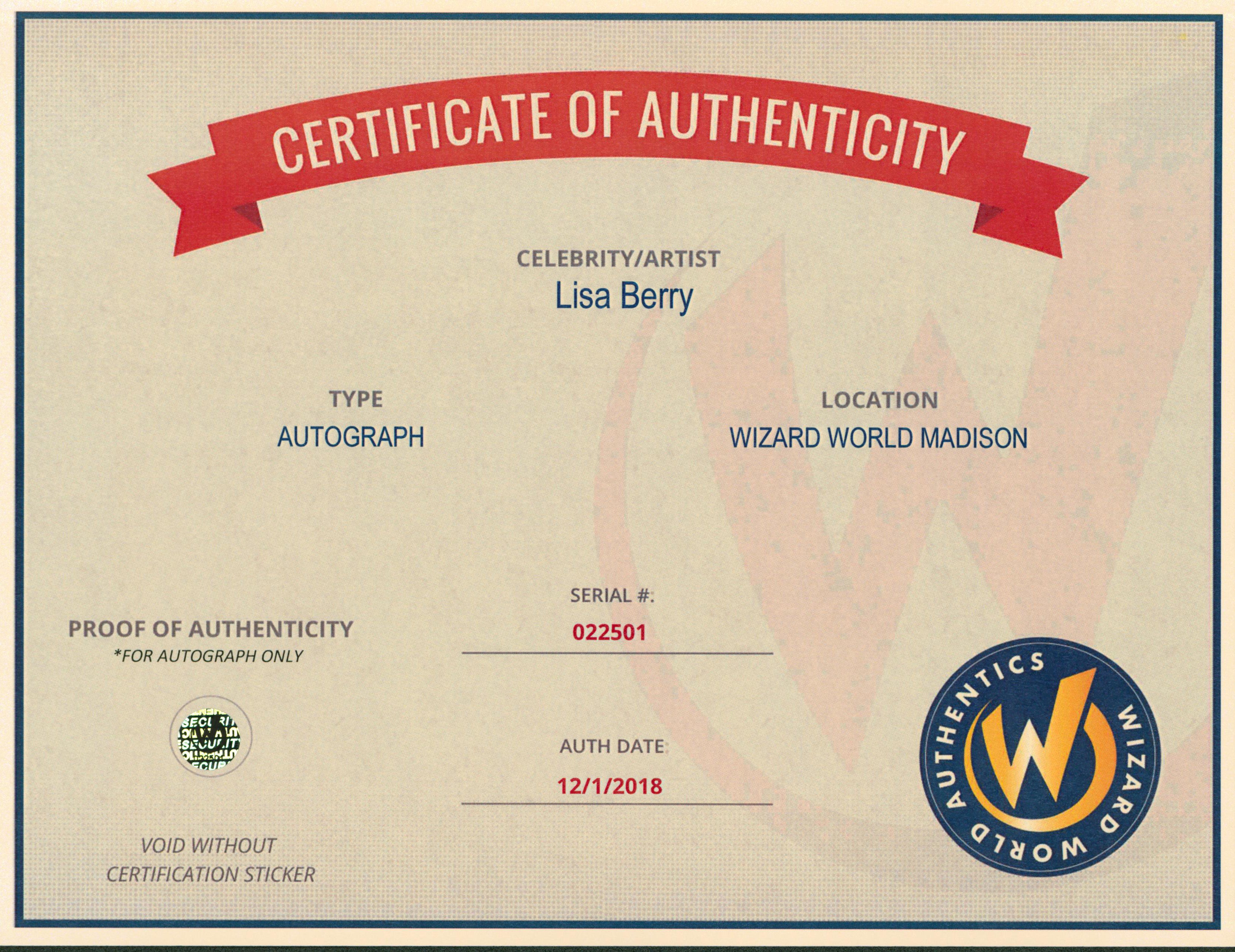 Lisa Berry The Colony Authentic Signed 8x10 Photo Autographed Wizard World