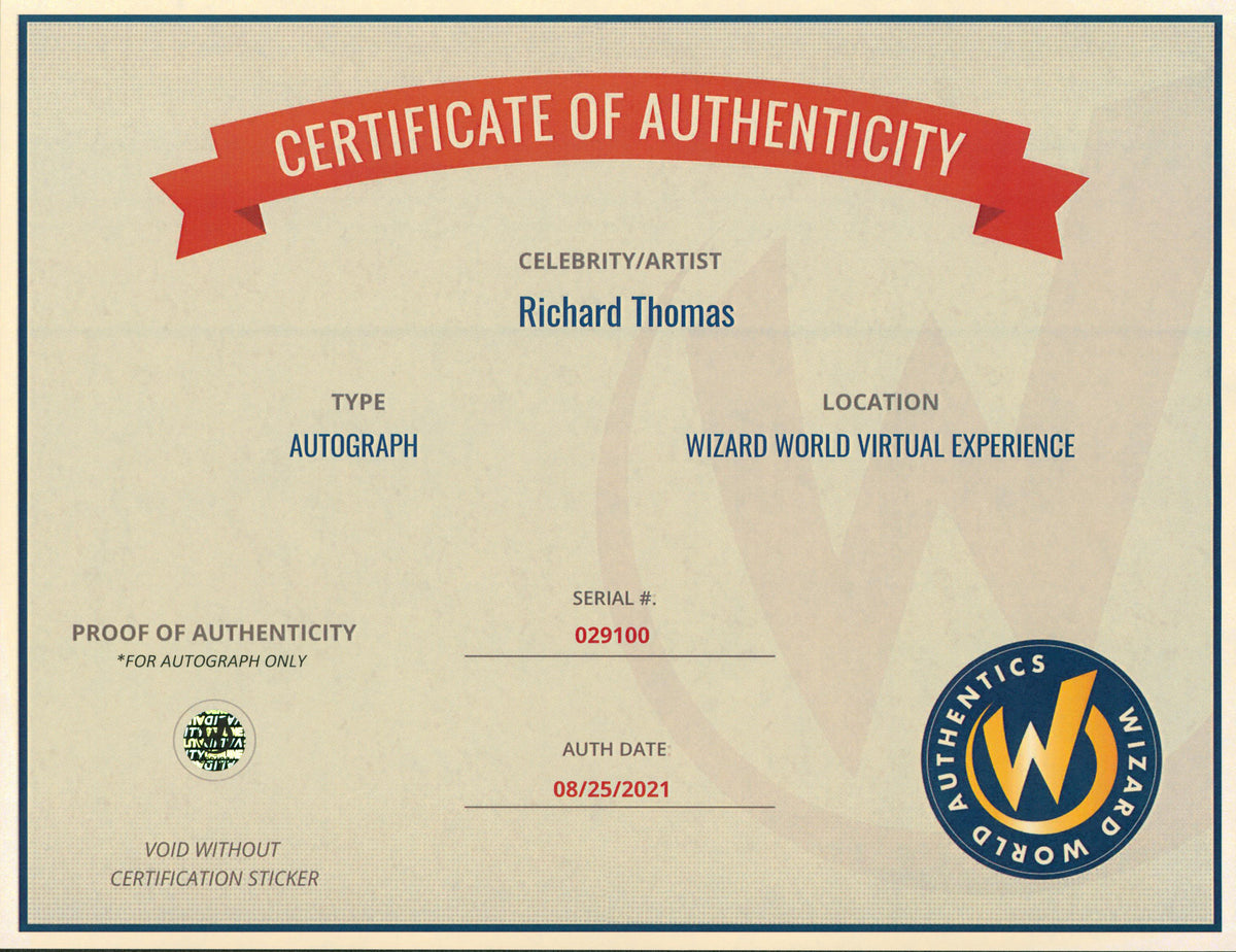 Richard Thomas The Waltons Authentic Signed 8x10 Photo Wizard World 1